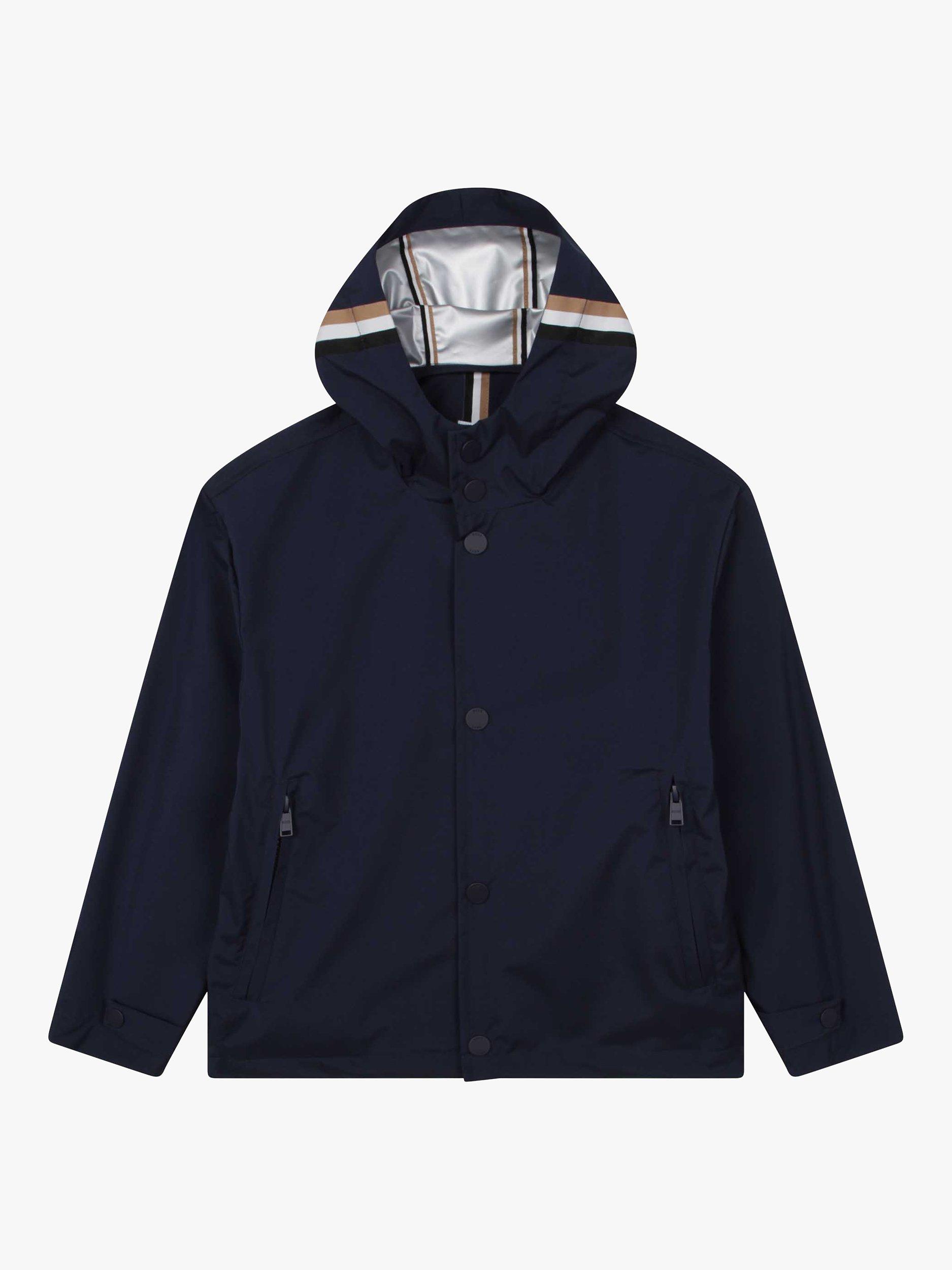 BOSS Kids Hooded Windbreaker Jacket Navy