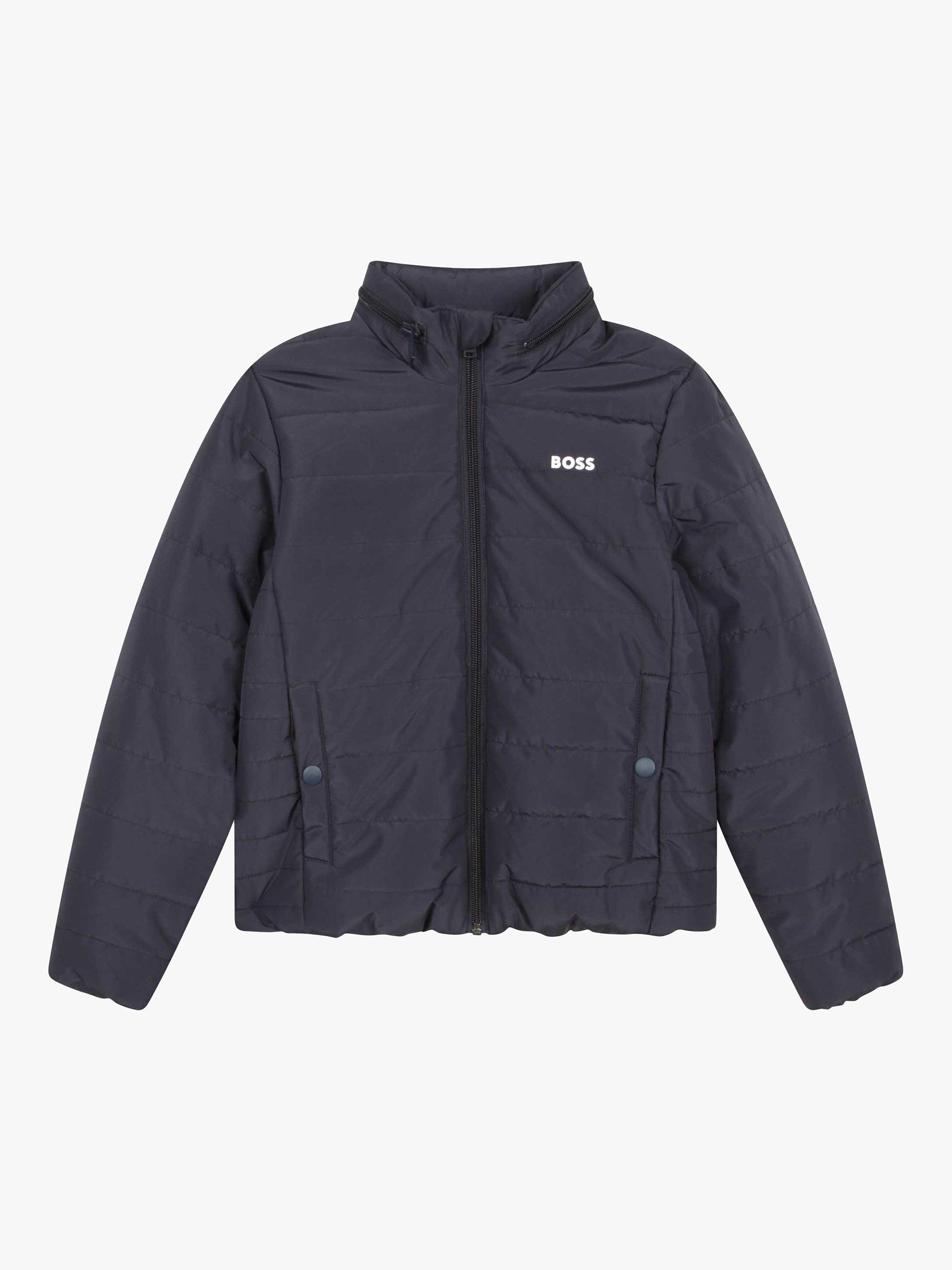 BOSS Kids' Hooded Quilted Jacket, Navy