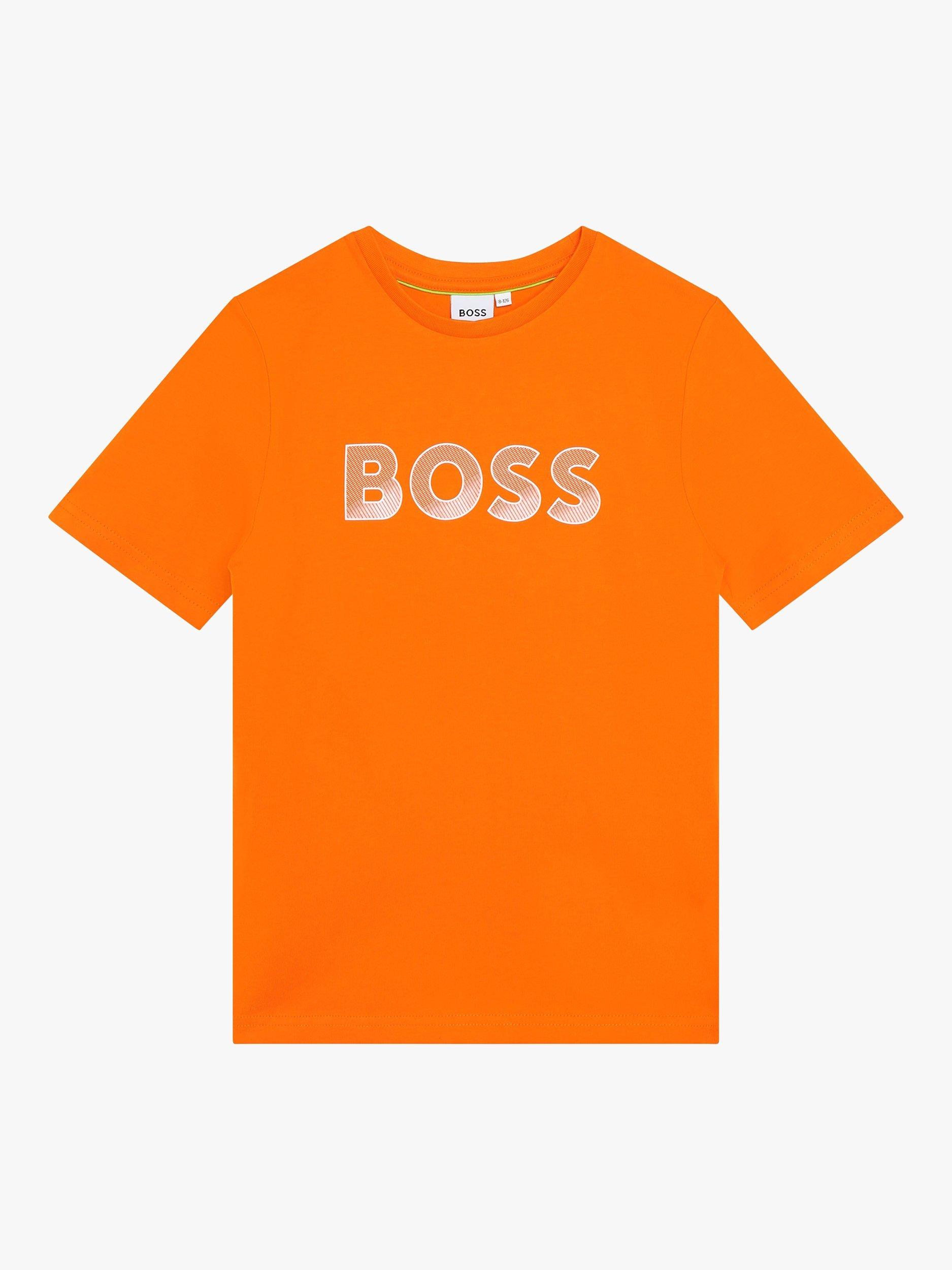 HUGO BOSS Kids' Short Sleeved Logo Cotton T-Shirt, Peach