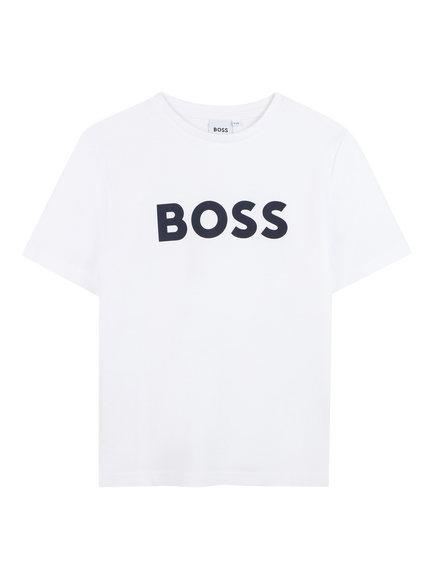 HUGO BOSS Kids' Logo T-Shirt, White, White