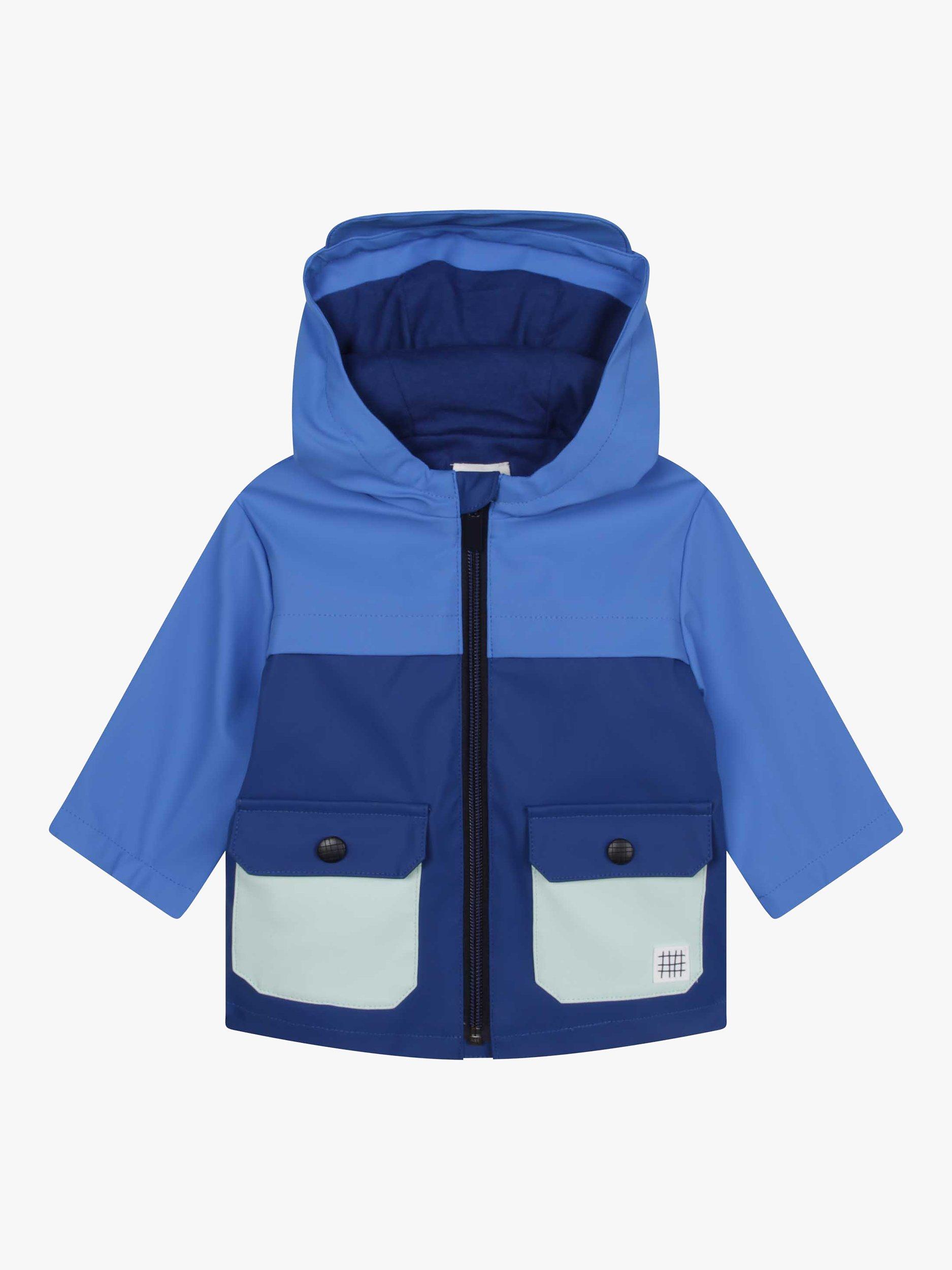 Carrément Beau Baby Colour Block Raincoat, Blue Dark Blue