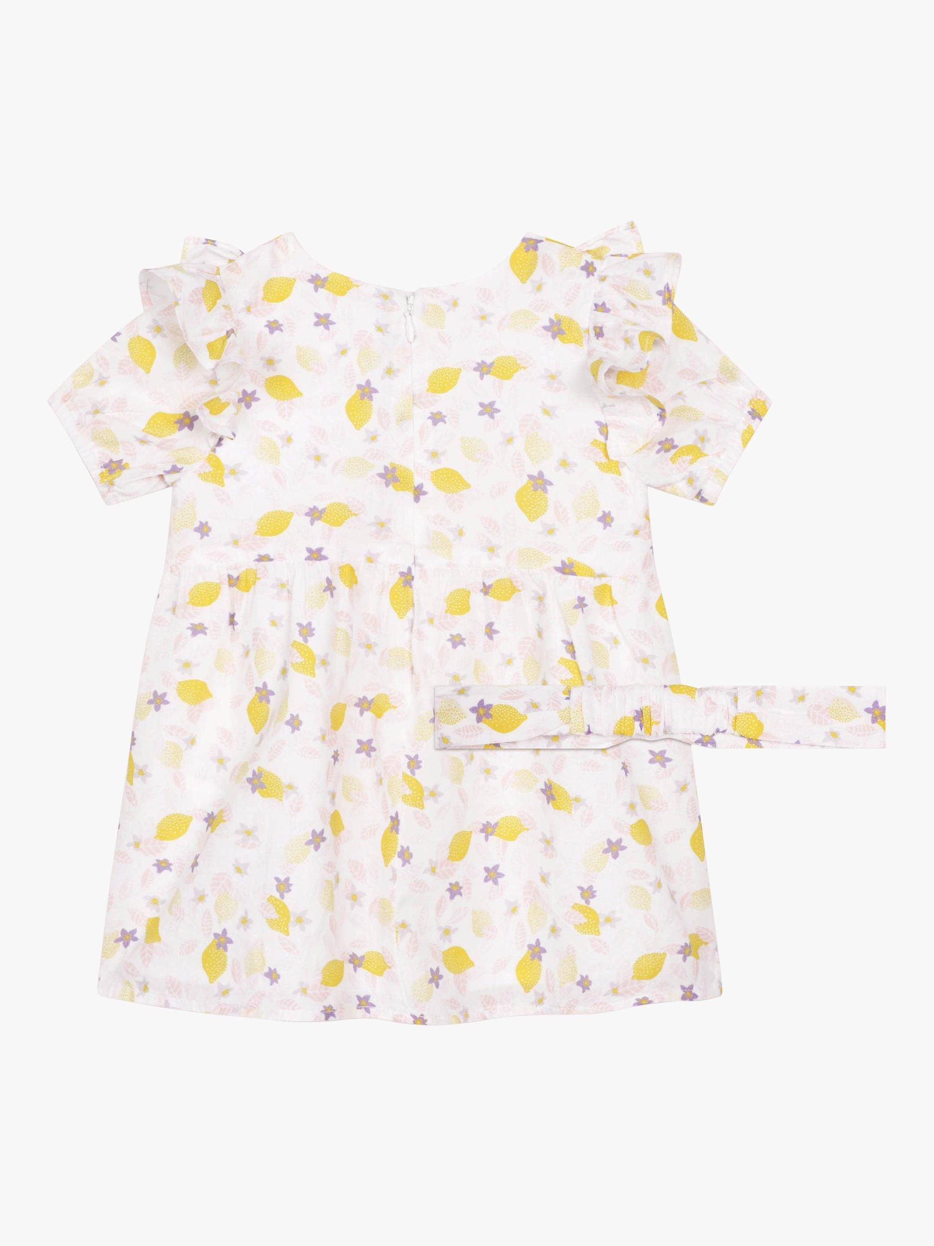 Product image 2 of 3, which shows Carrément Beau Baby Lemon Print Dress And Headband, White, 6 years