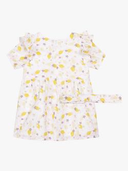 Carrément Beau Baby Lemon Print Dress And Headband, White - view 2, White