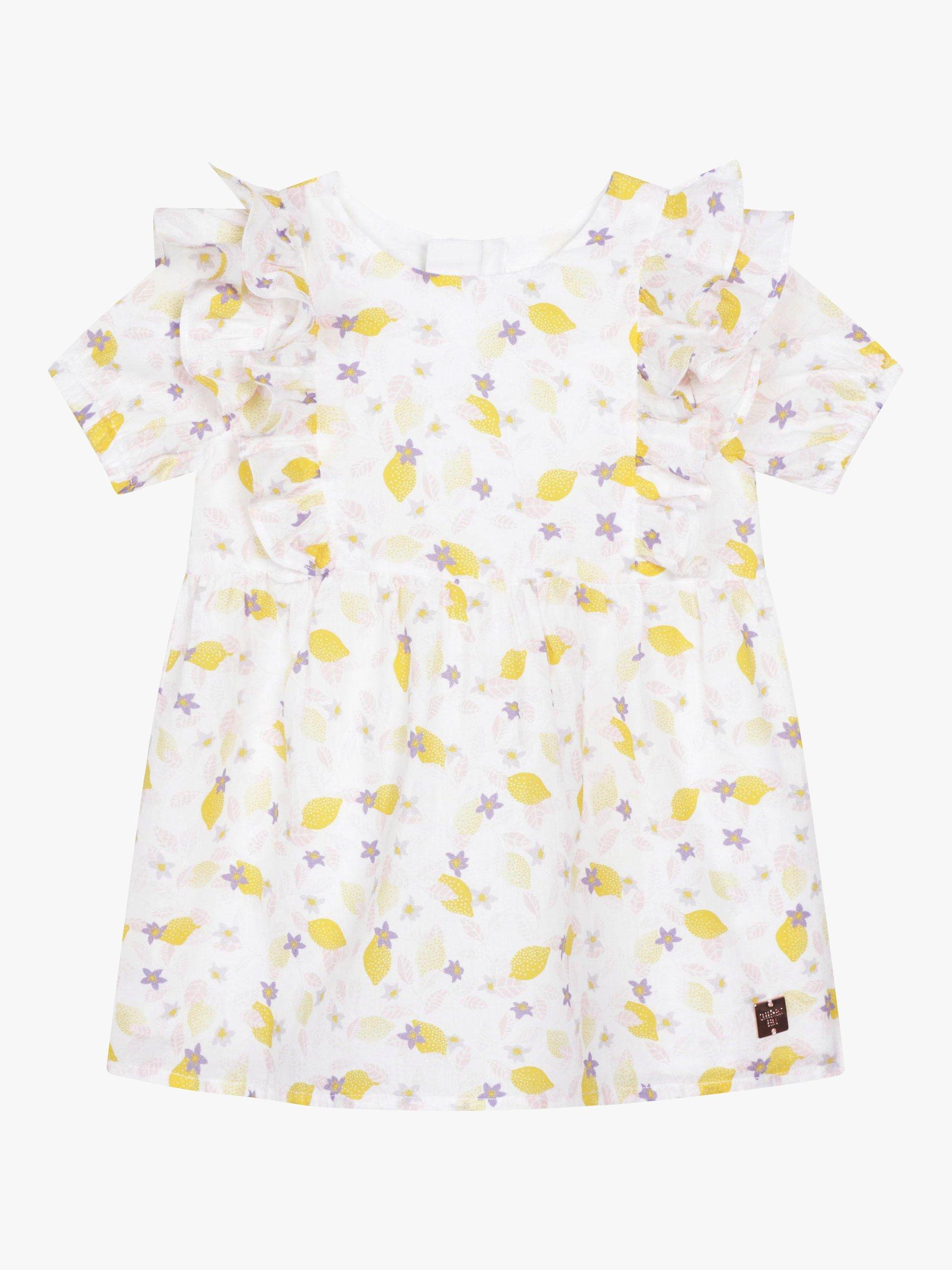 Product image 3 of 3, which shows Carrément Beau Baby Lemon Print Dress And Headband, White, 6 years