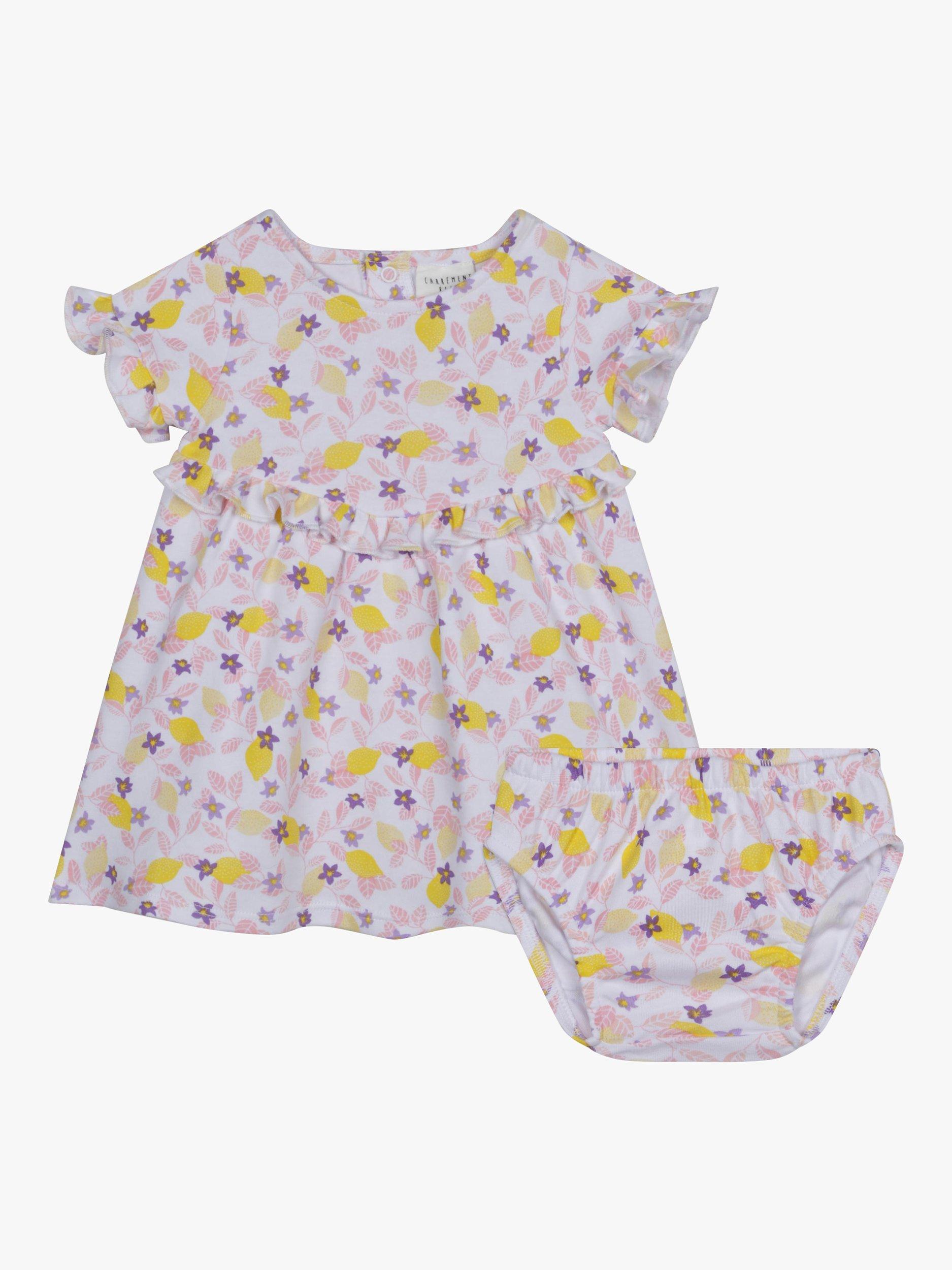 Carrément Beau Baby Lemon Print Dress And Bloomer Set, White/Multi