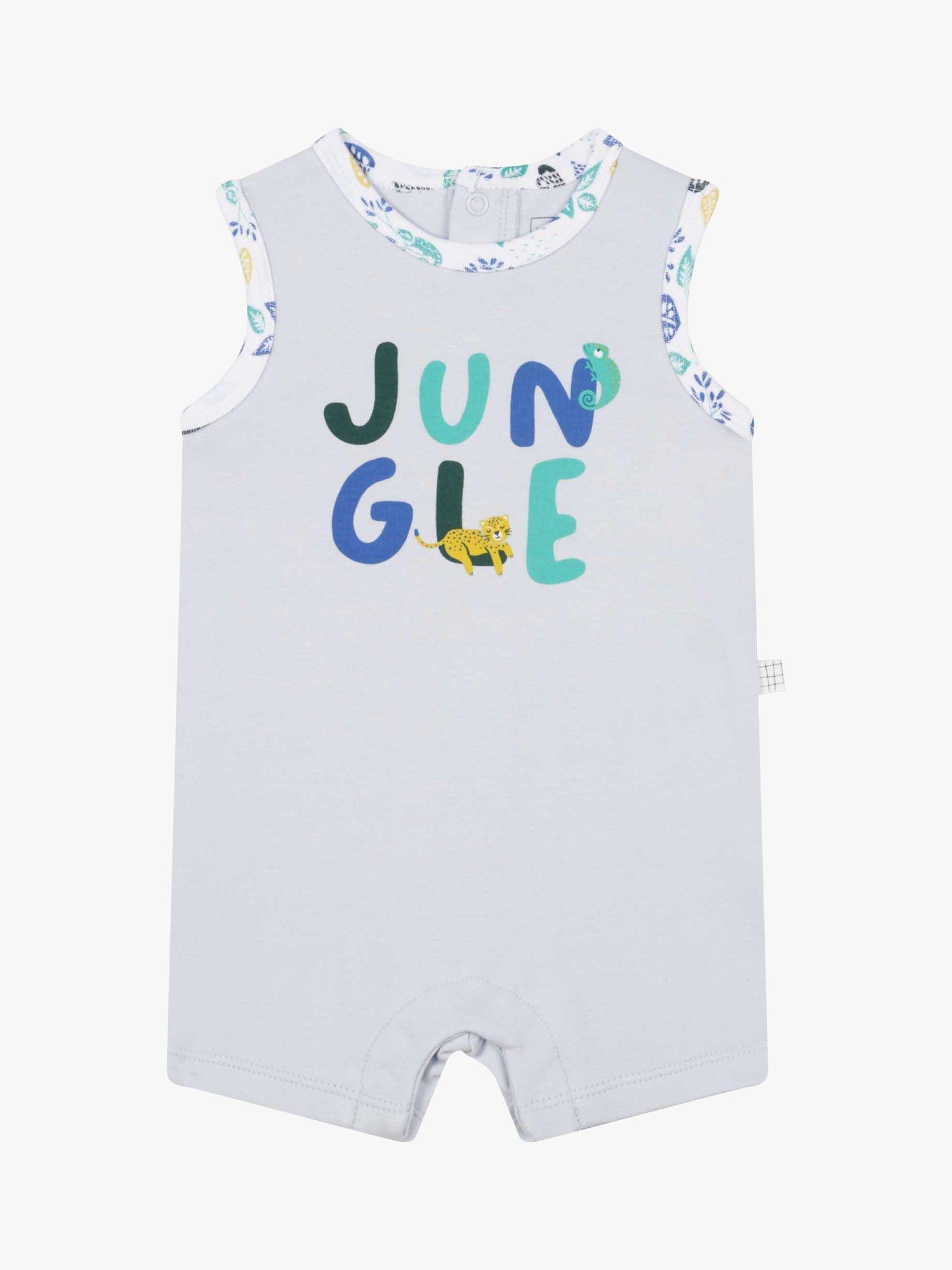Carrément Beau Baby Jungle Short All In One, Pale Blue/Multi