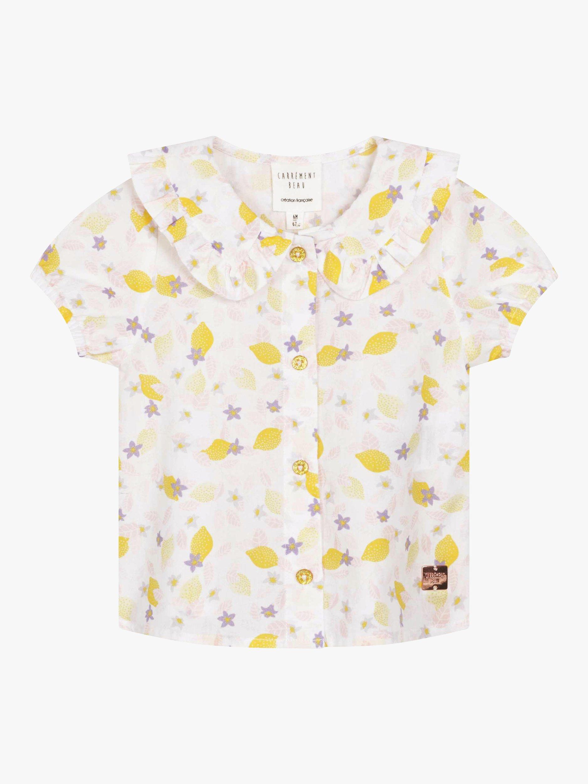 Carrément Beau Baby Lemon Floral Print Top, White/Multi