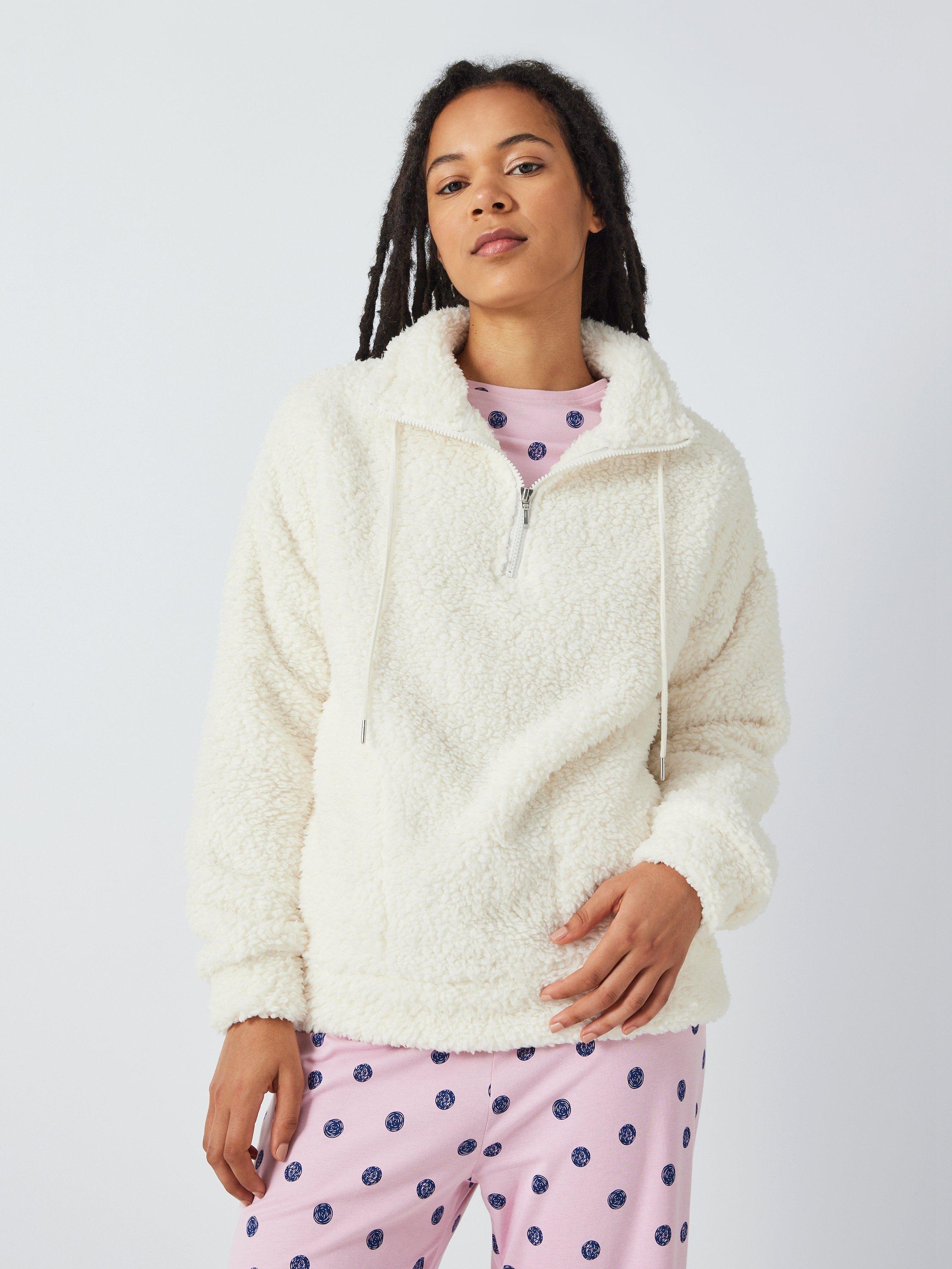 John Lewis ANYDAY Borg Snuggle Lounge Jumper, Ivory, M