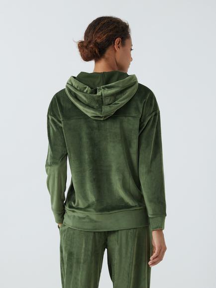 John Lewis Cleo Velour Hoodie - view 2, Khaki