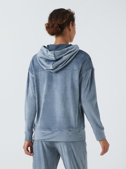 John Lewis Cleo Velour Hoodie - view 2, Grisaille
