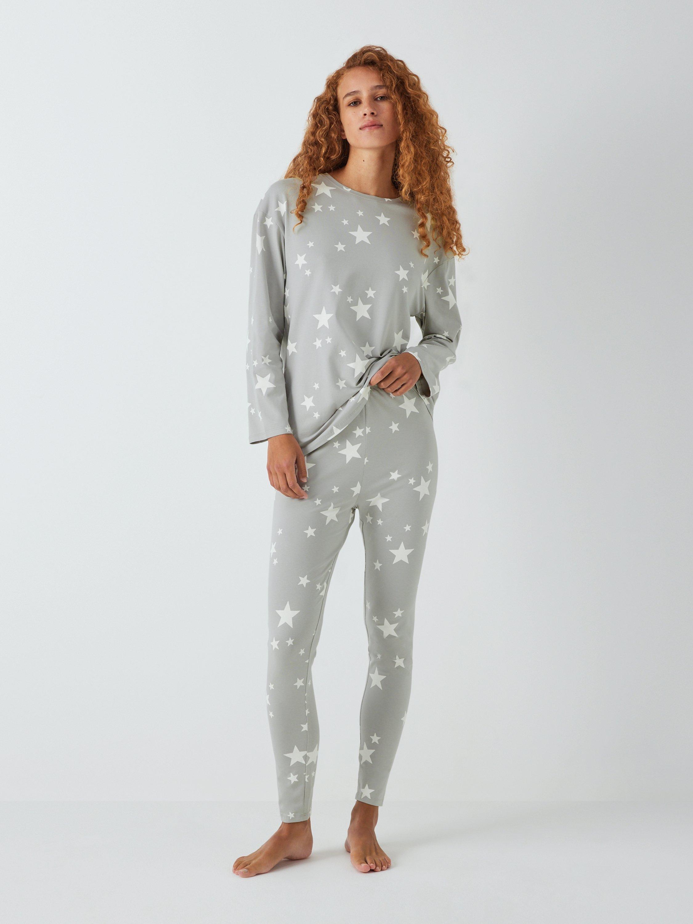 John Lewis ANYDAY Mira Star Jersey Pyjama Set, Grey