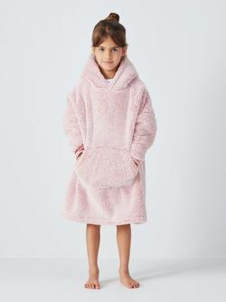 John Lewis Kids' Oversized Sherpa Blanket Hoodie, Pink, Pink