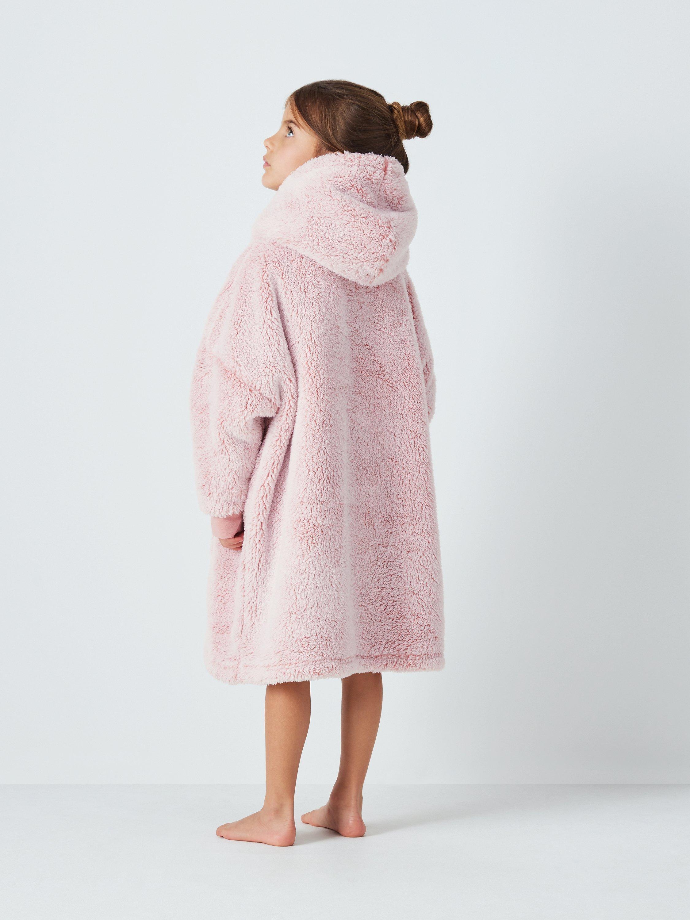 Product image 2 of 5, which shows John Lewis Kids' Oversized Sherpa Blanket Hoodie, Pink, 14-16 years