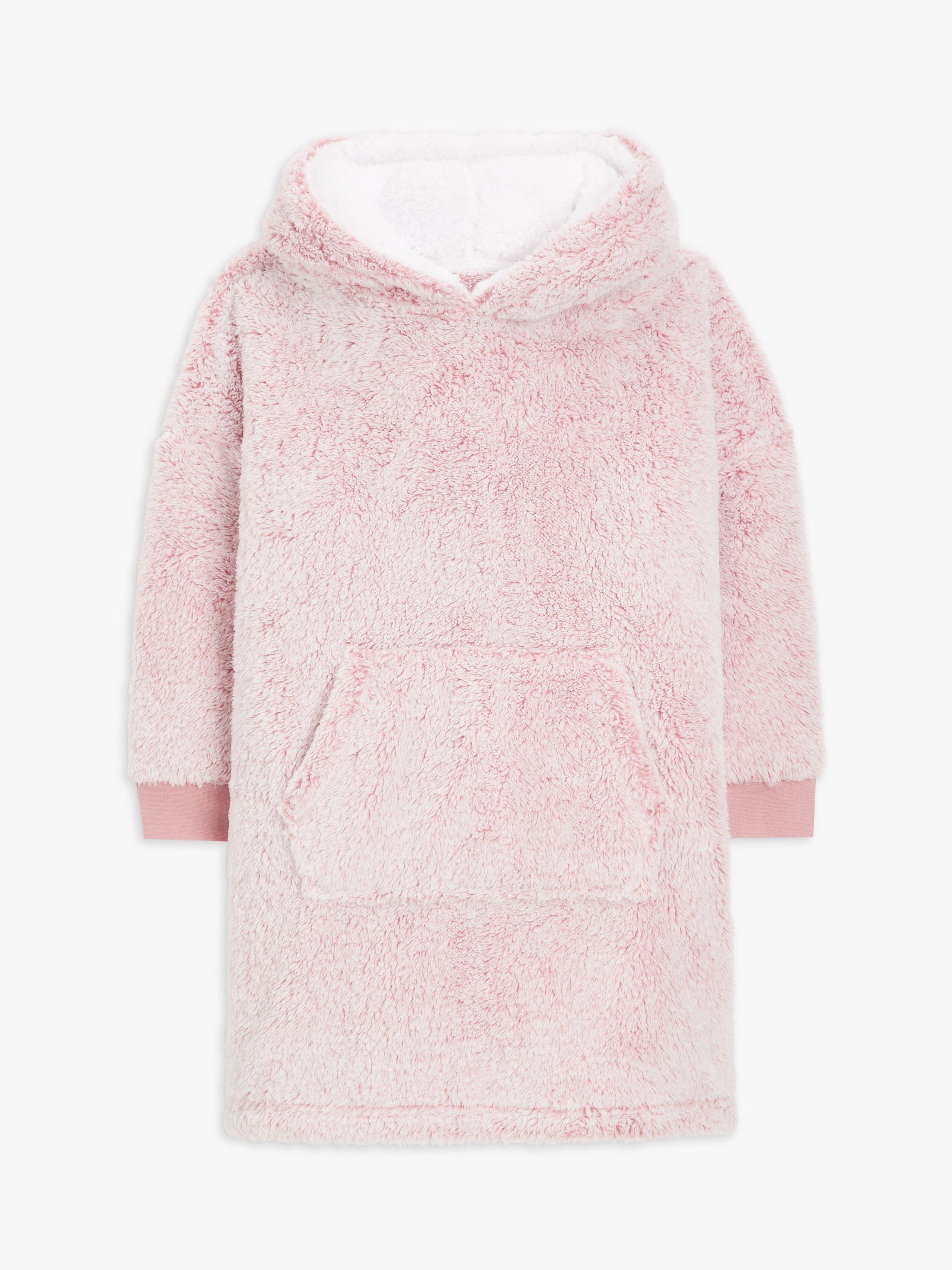 Product image 3 of 5, which shows John Lewis Kids' Oversized Sherpa Blanket Hoodie, Pink, 14-16 years