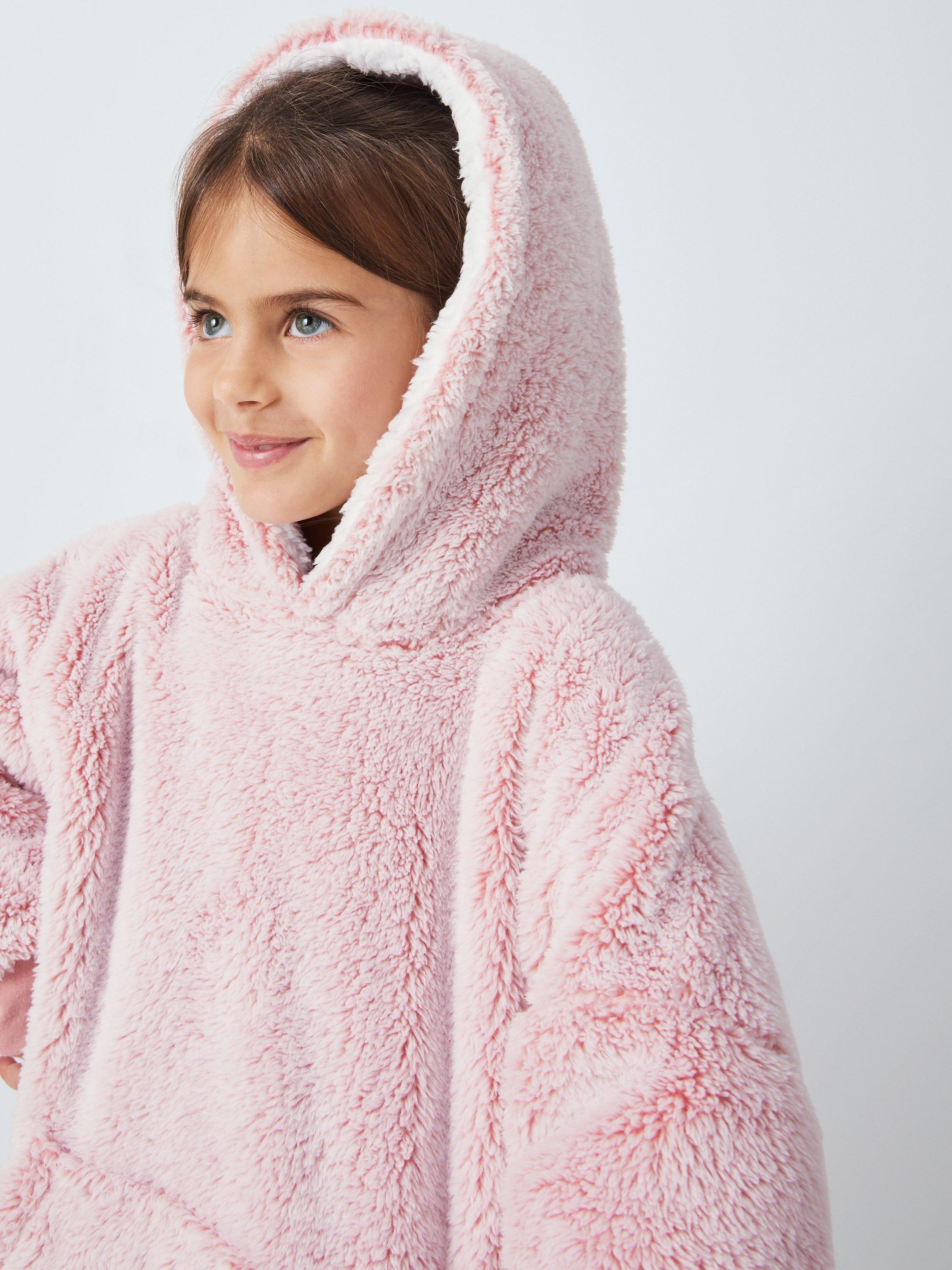 John Lewis Kids Oversized Sherpa Blanket Hoodie Pink