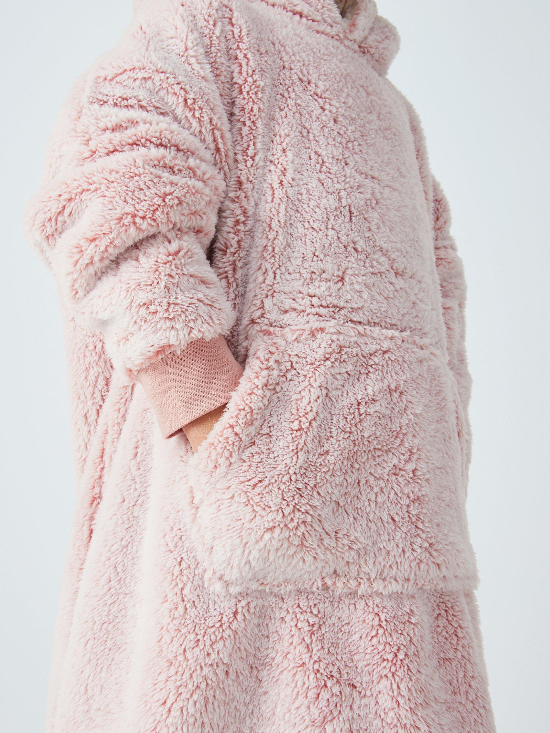 Product image 5 of 5, which shows John Lewis Kids' Oversized Sherpa Blanket Hoodie, Pink, 14-16 years