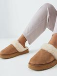 John Lewis Sheepskin Platform Mule Slippers, Chestnut