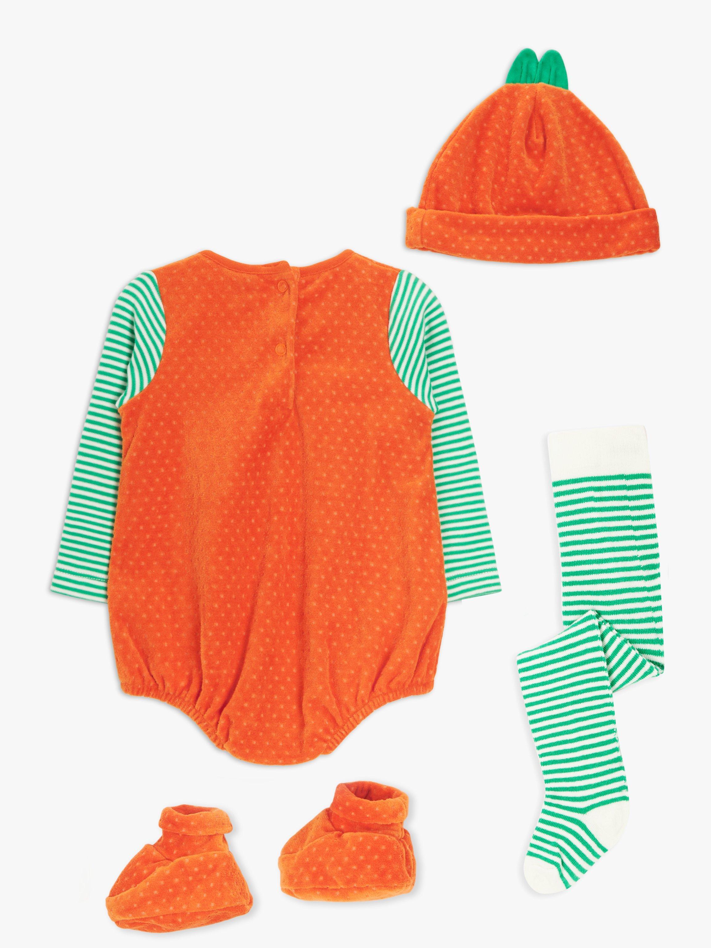 John Lewis Baby Pumpkin Stripe 4 Piece Costume Set Orange Green