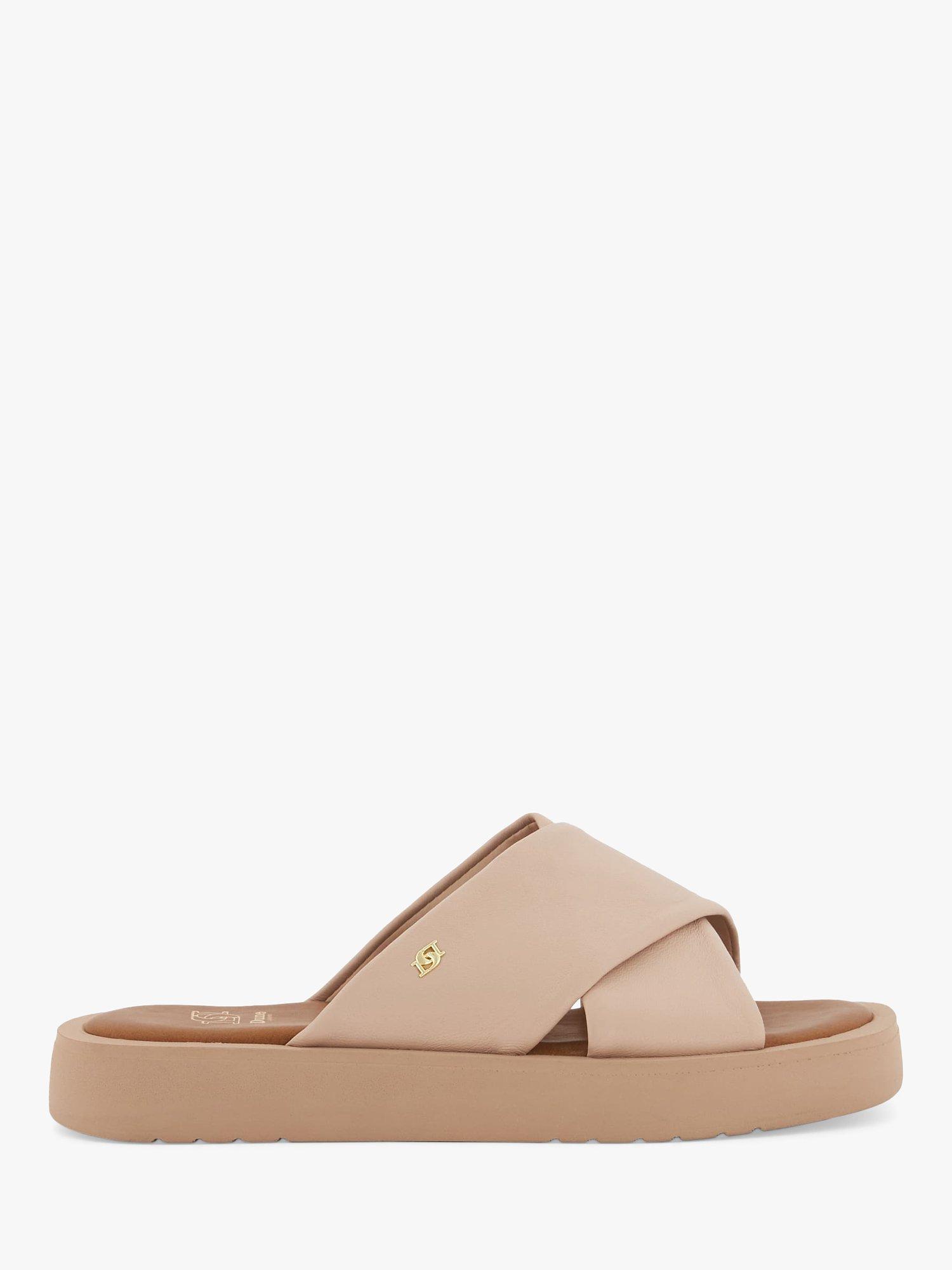 Dune Liquor Leather Flat Sandals, Nude, EU39