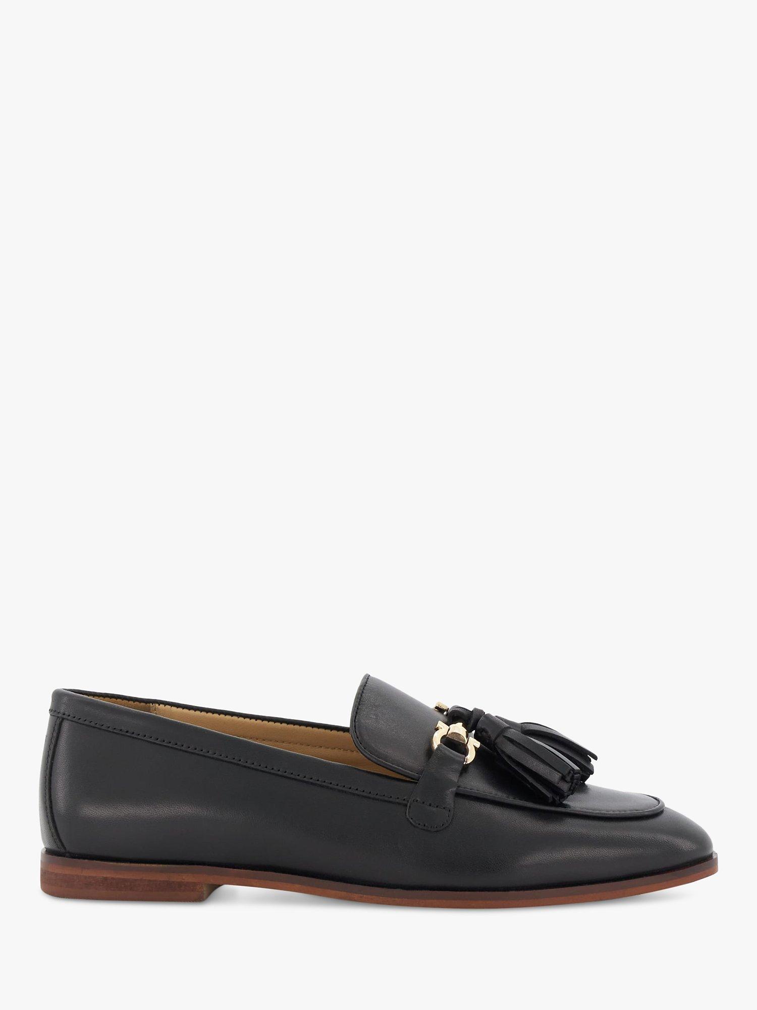 Dune Giada Tassel Trim Loafers, Black, 6
