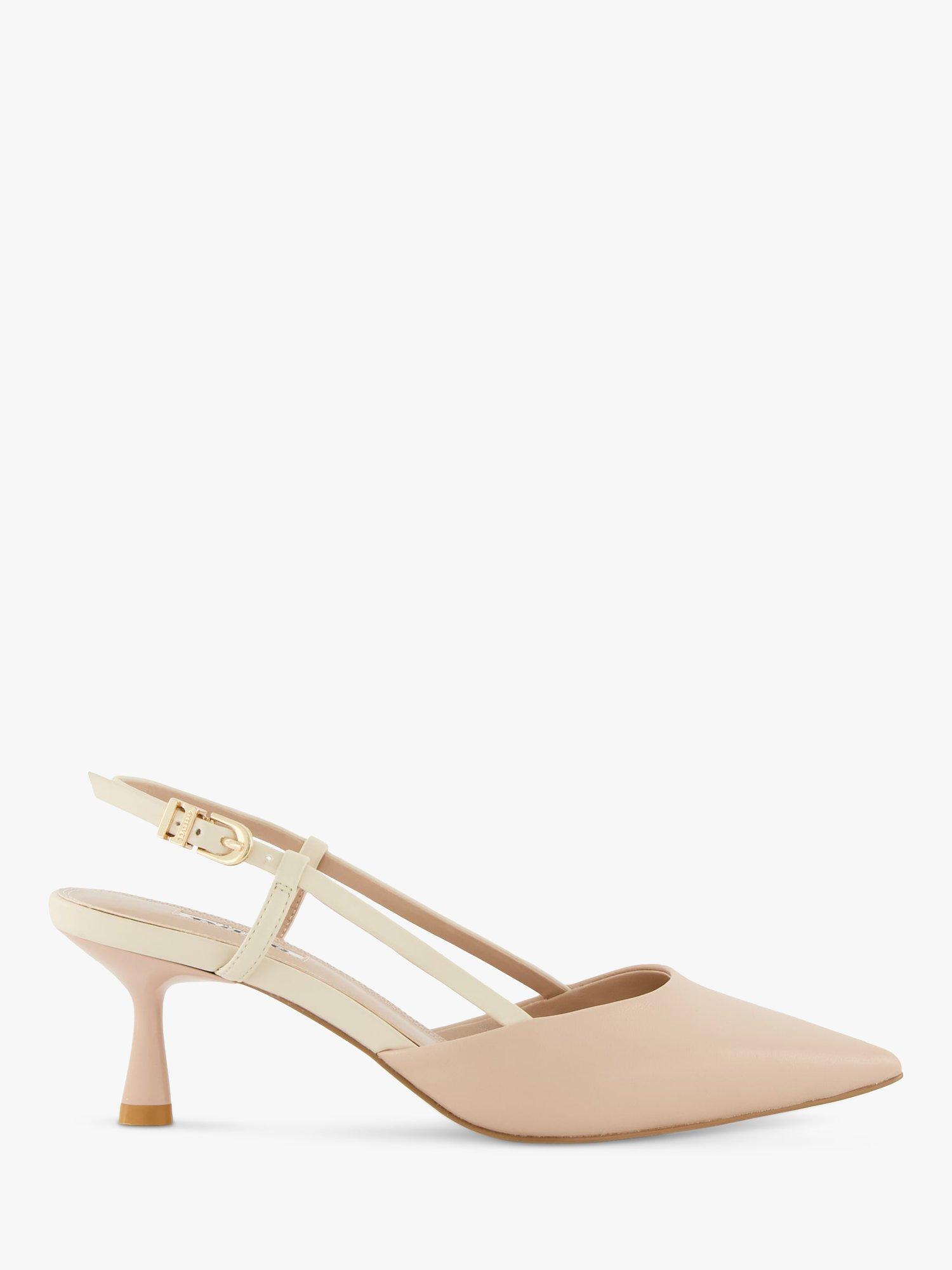 Dune Classify Slingback Leather Court Shoes, Nude