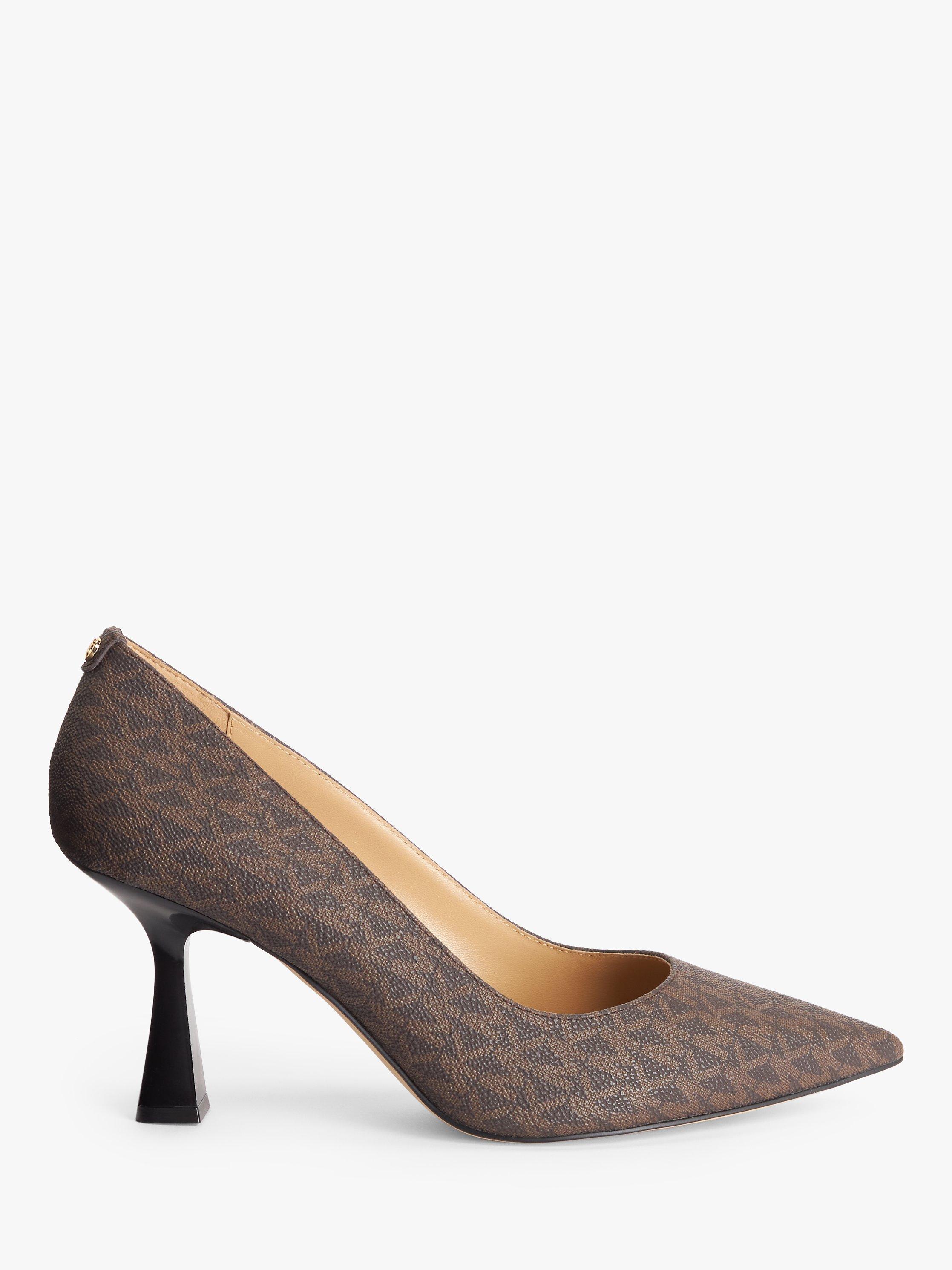Michael Kors Clara Flared Heel Signature Logo Court Shoes, Brown