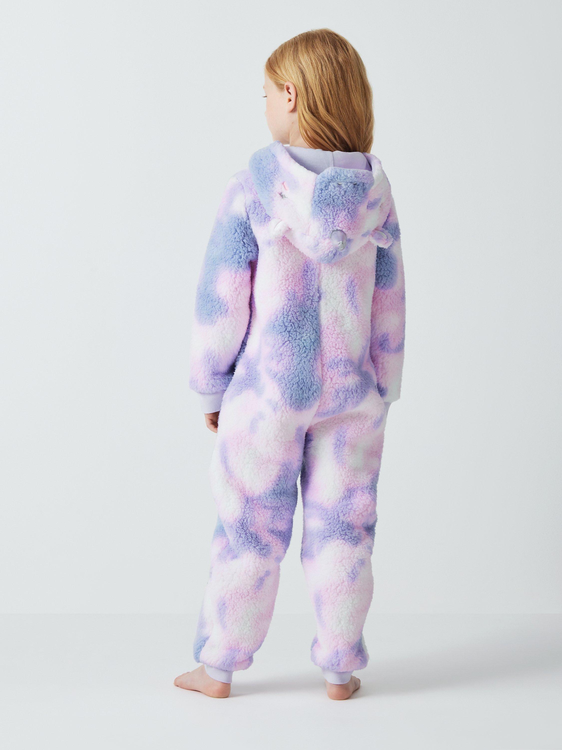 John Lewis Kids Unicorn Borg Onesie Purple Pink