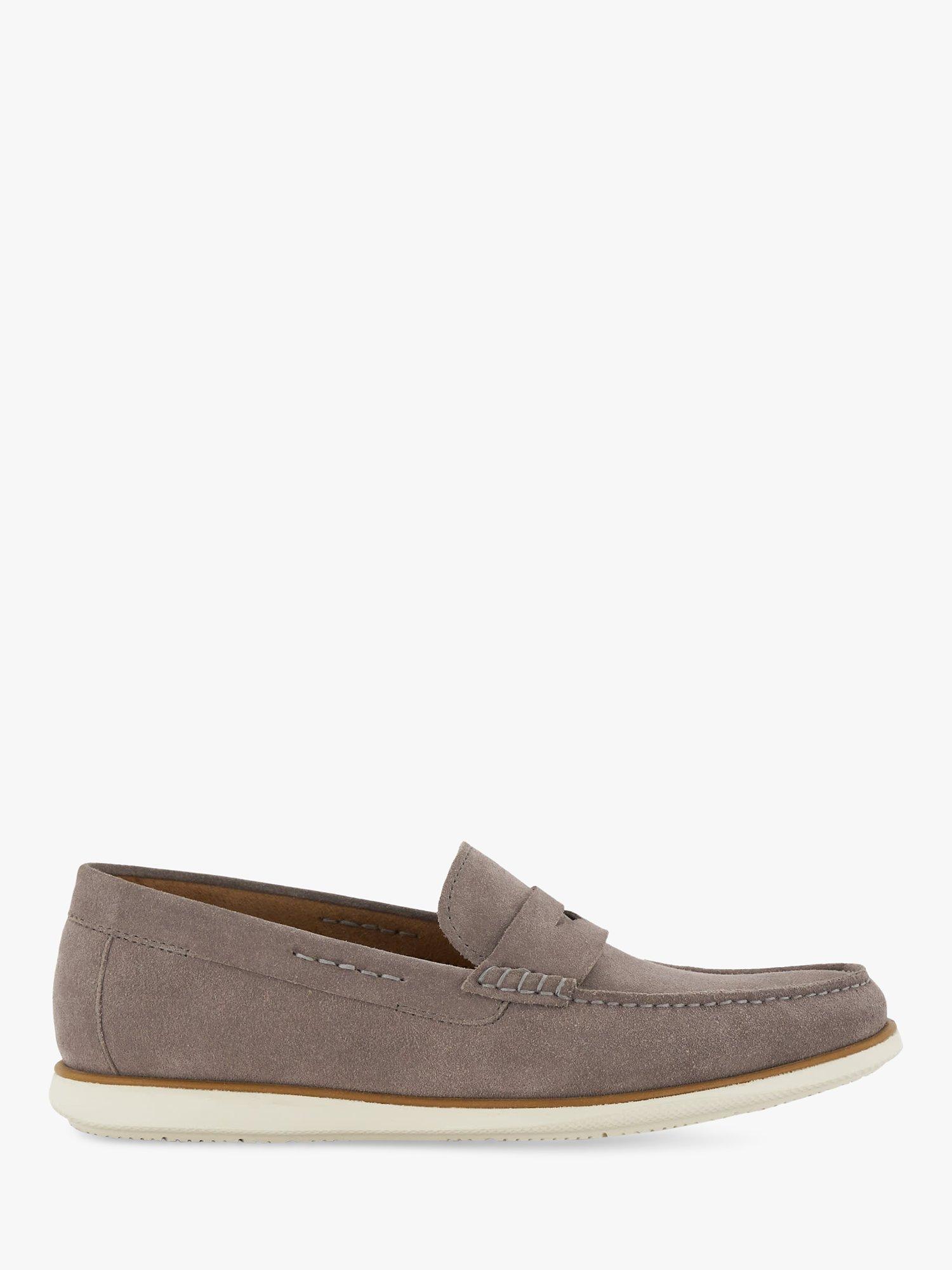 Dune Berkly Nubuck White Sole Loafer, Grey-suede