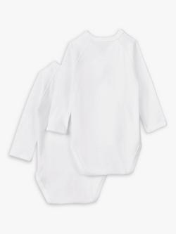 Petit Bateau Baby Long Sleeve Wrap Bodysuit, Pack of 2, White - view 2, White