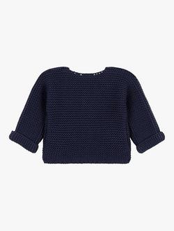Petit Bateau Baby Button Cotton Cardigan - view 2, Smoking
