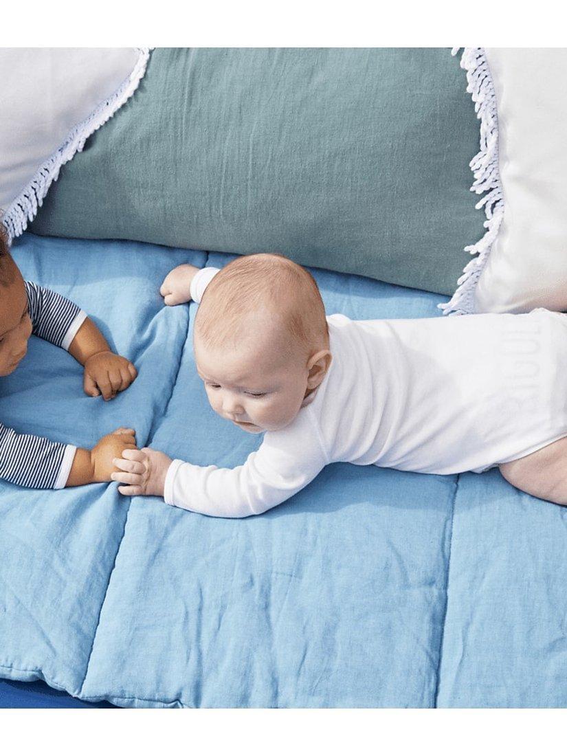 Product image 2 of 5, which shows Petit Bateau Stripe Baby Long Sleeve Wrap Bodysuit, Pack of 3, White/Multi, Newborn