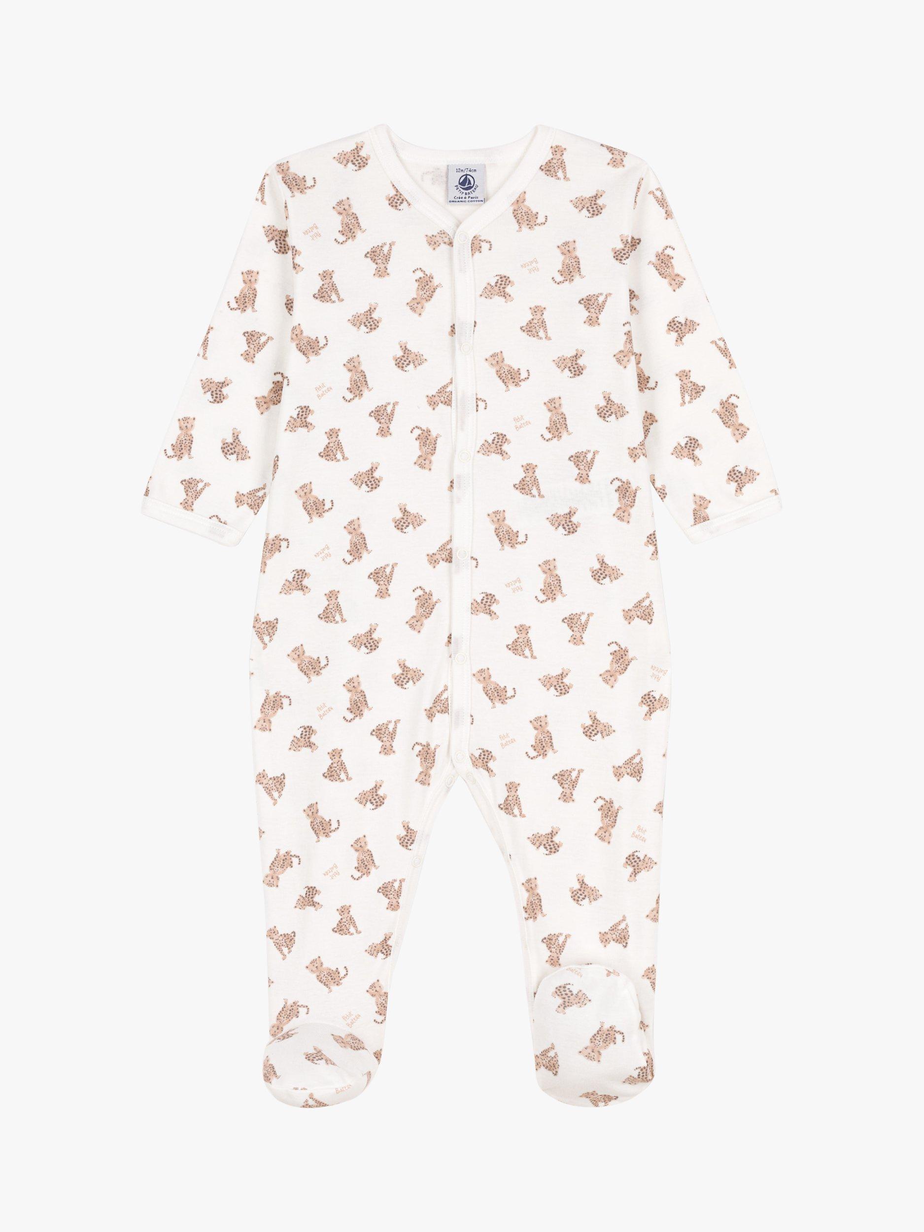 Petit Bateau Baby Cotton Printed Sleepsuit, Marshmallow