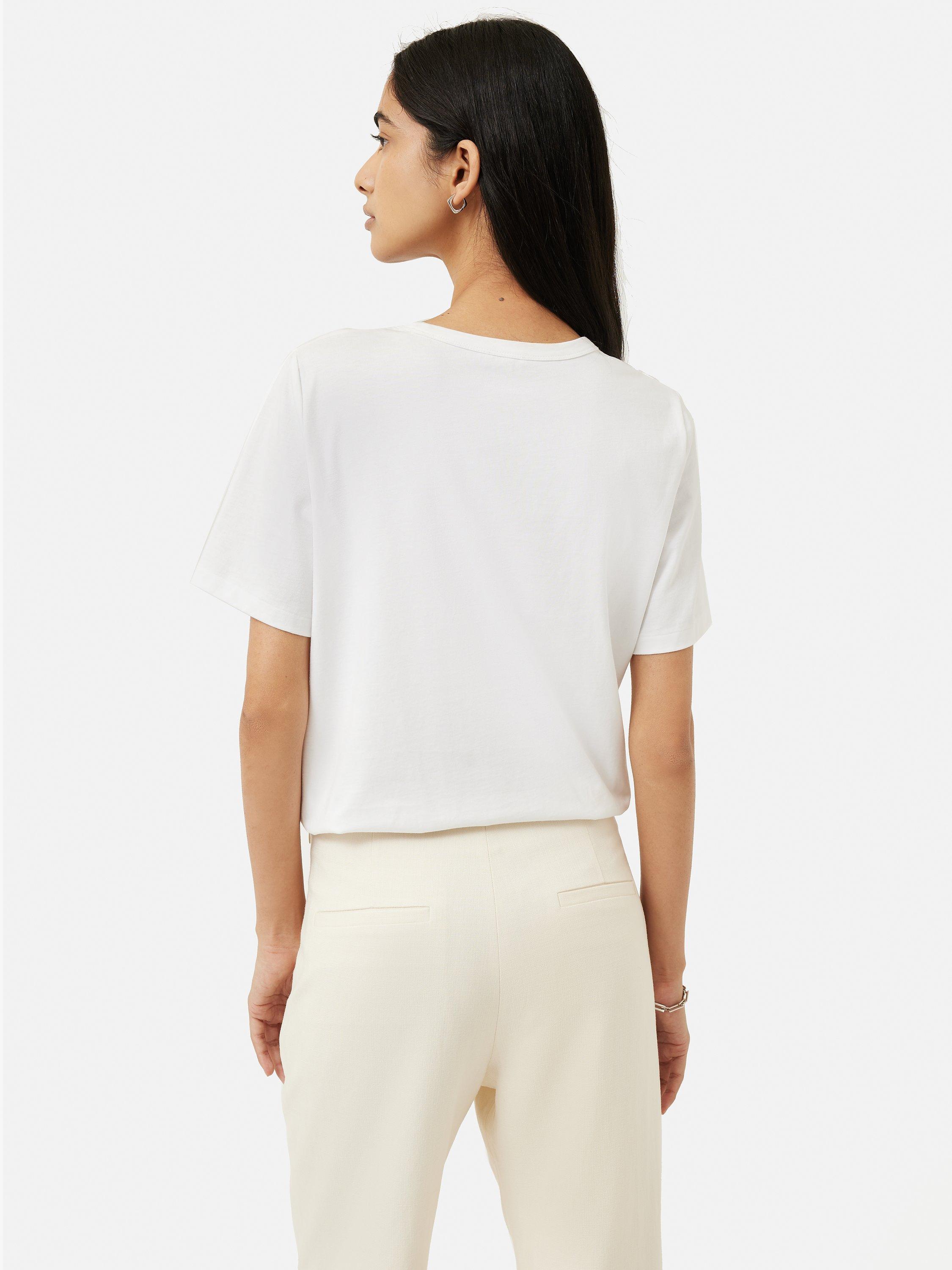 Jigsaw Cotton Slouch T-Shirt, White, XS