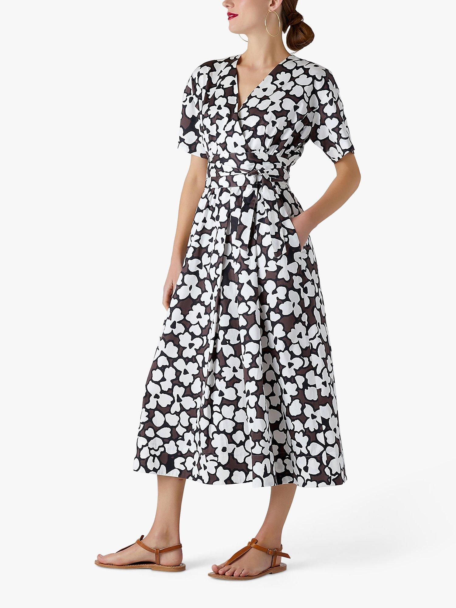 Product image 2 of 4, which shows Jasper Conran London Floral Midi Wrap Dress, Brown, 18
