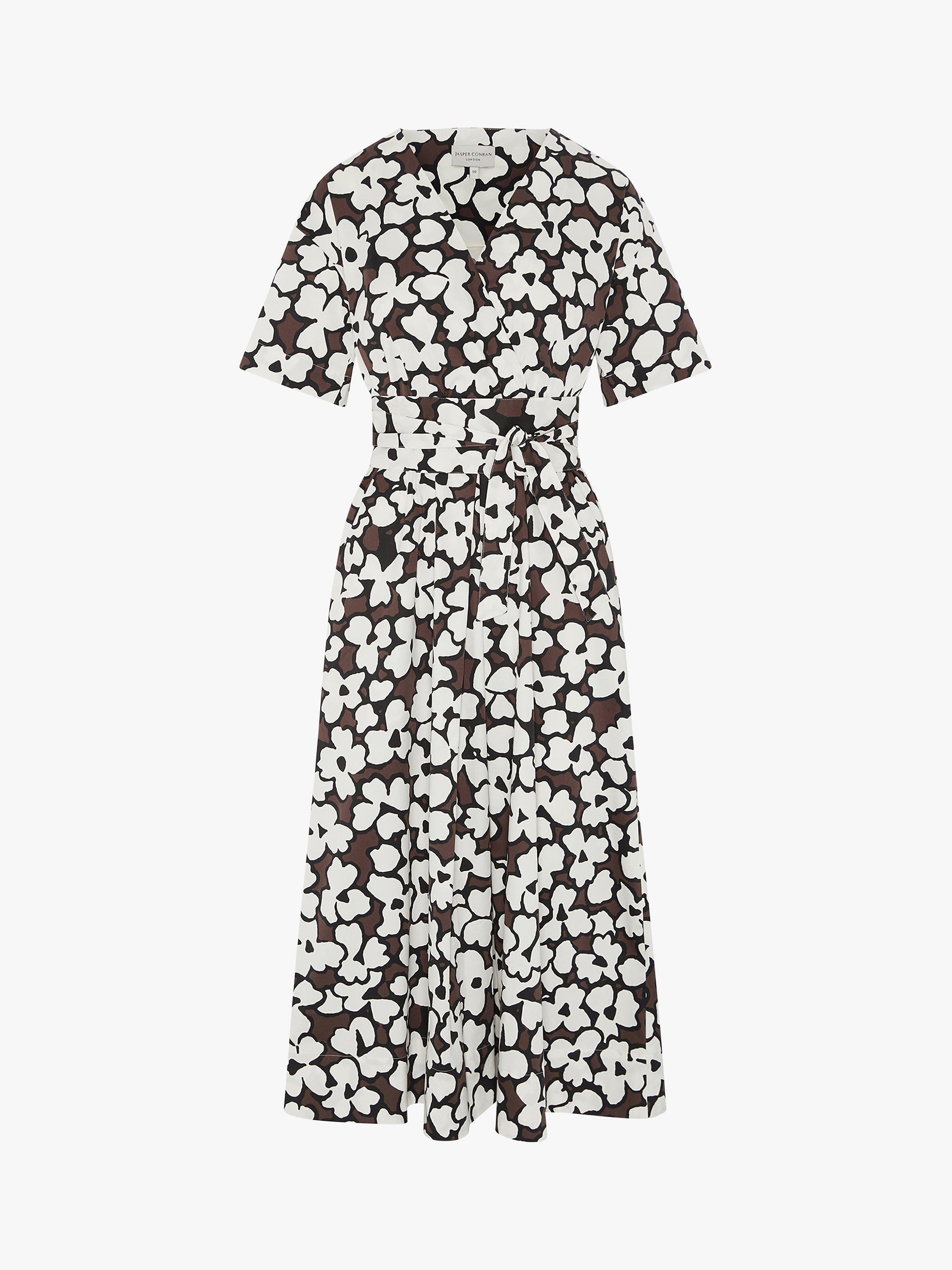 Product image 4 of 4, which shows Jasper Conran London Floral Midi Wrap Dress, Brown, 18