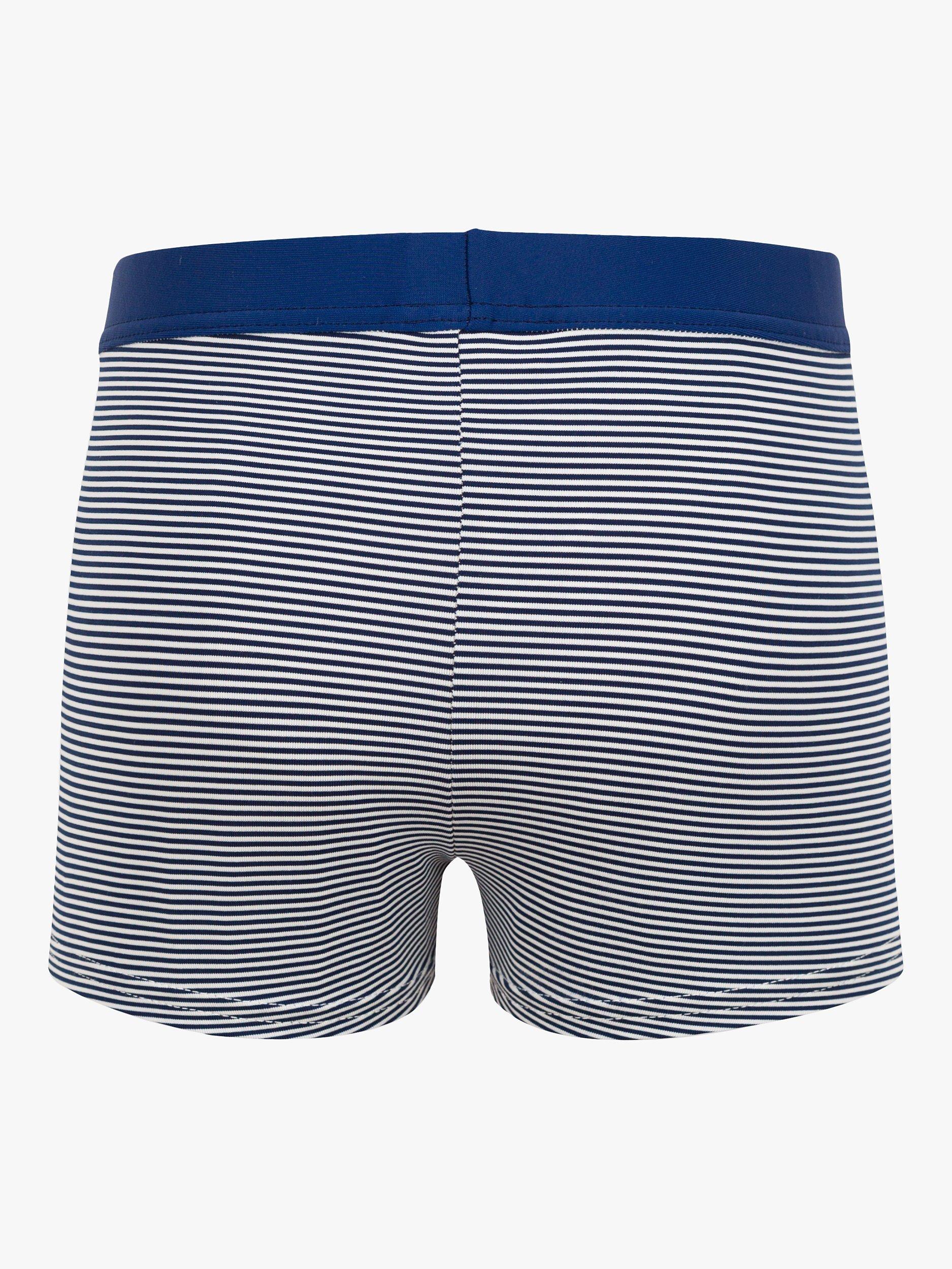Product image 2 of 4, which shows Petit Bateau Kids' Stripe Swimming Trunks, Medieval/Marshmallow, 3 years