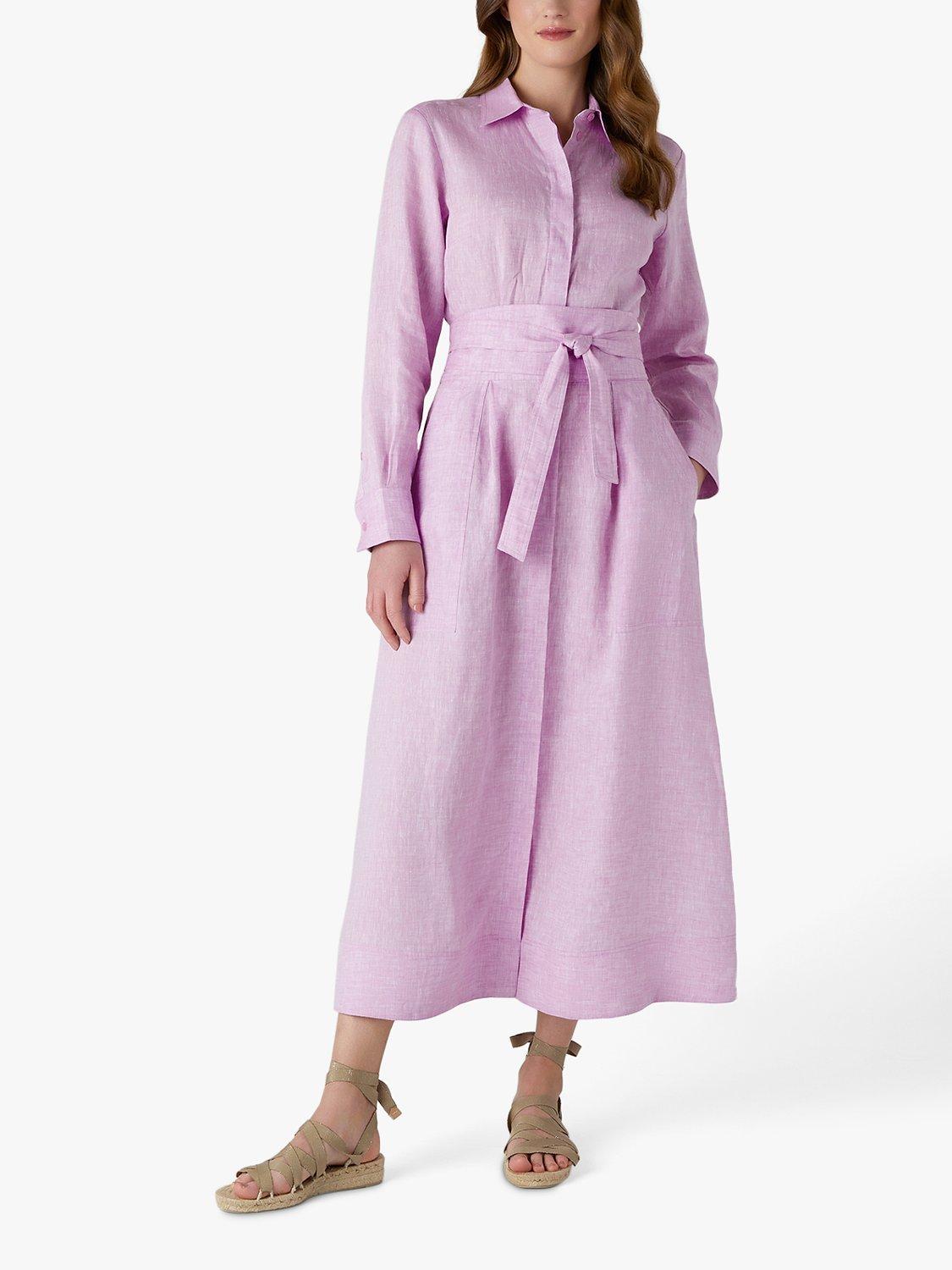 Product image 1 of 5, which shows Jasper Conran London Delilah Linen Shirt Dress, Pink, 8