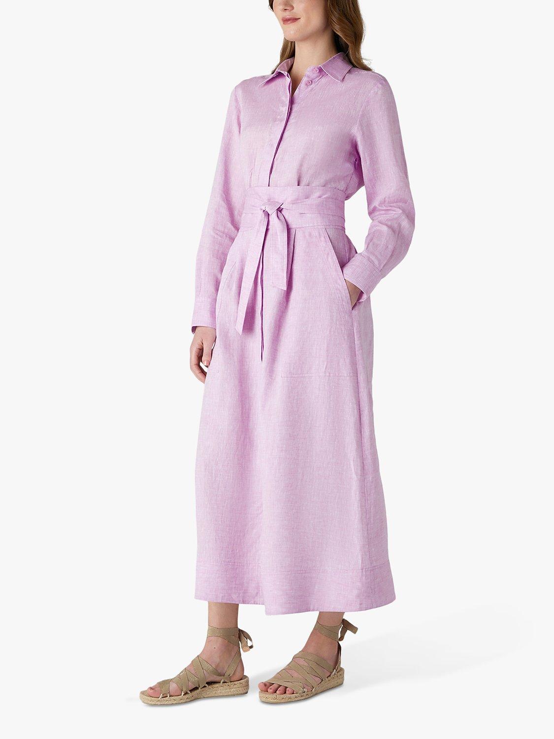 Product image 2 of 5, which shows Jasper Conran London Delilah Linen Shirt Dress, Pink, 8