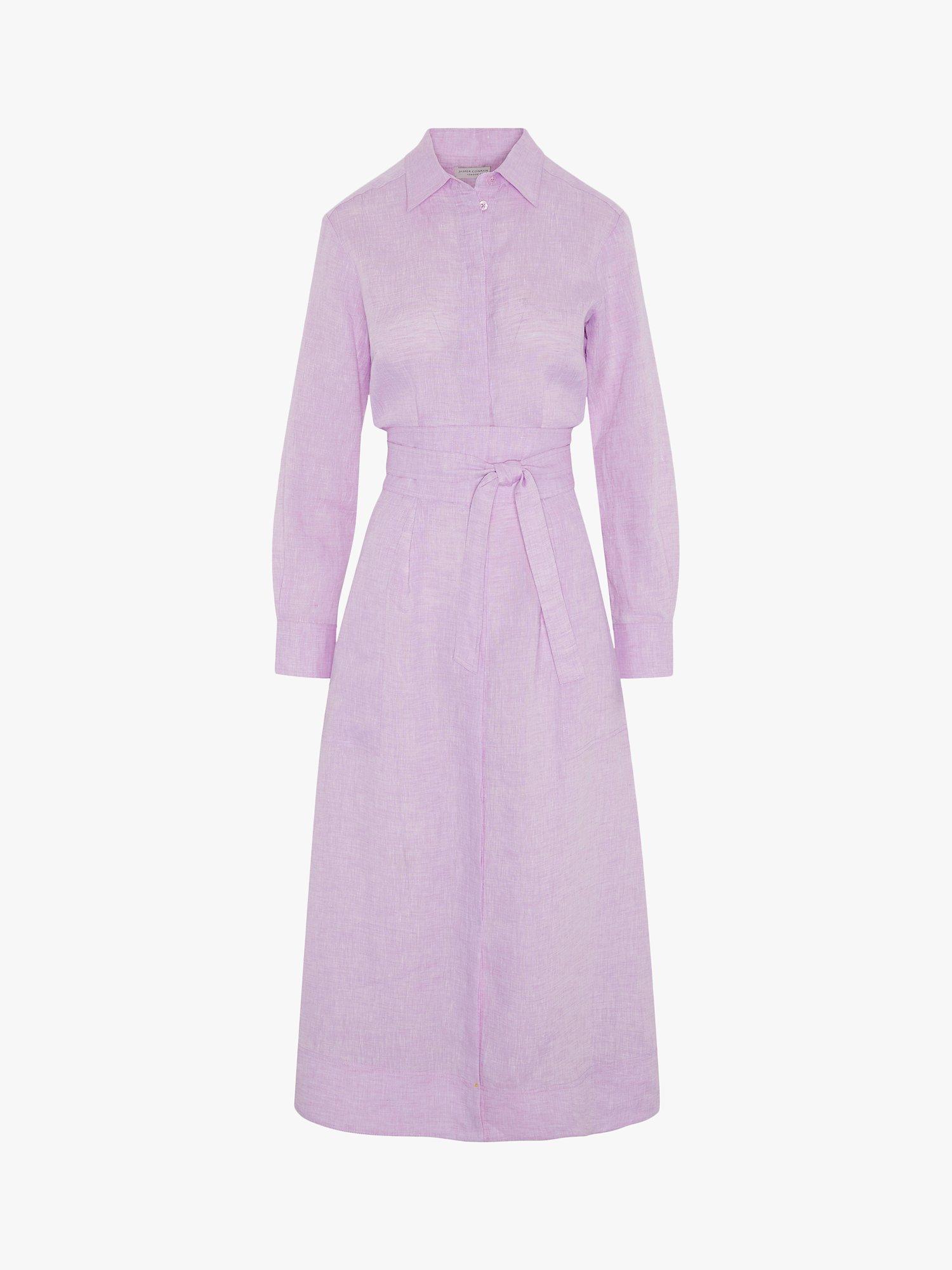 Product image 5 of 5, which shows Jasper Conran London Delilah Linen Shirt Dress, Pink, 8