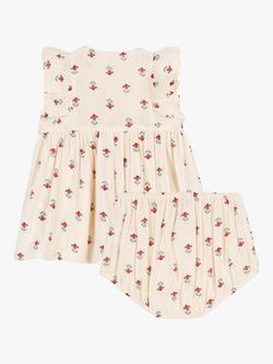 Petit Bateau Baby Gauze Floral Dress & Bloomer Set, Avalanche/Multi - view 2, Avalanche/Multi