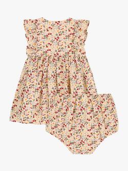 Petit Bateau Baby Poplin Floral Dress & Bloomer Set, Avalanche/Multi - view 2, Avalanche/Multi