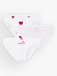 Petit Bateau Kids' Heart Organic Cotton Briefs, Pack of 3, Marshmallow/Terkuit