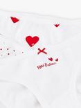 Petit Bateau Kids' Heart Organic Cotton Briefs, Pack of 3, Marshmallow/Terkuit