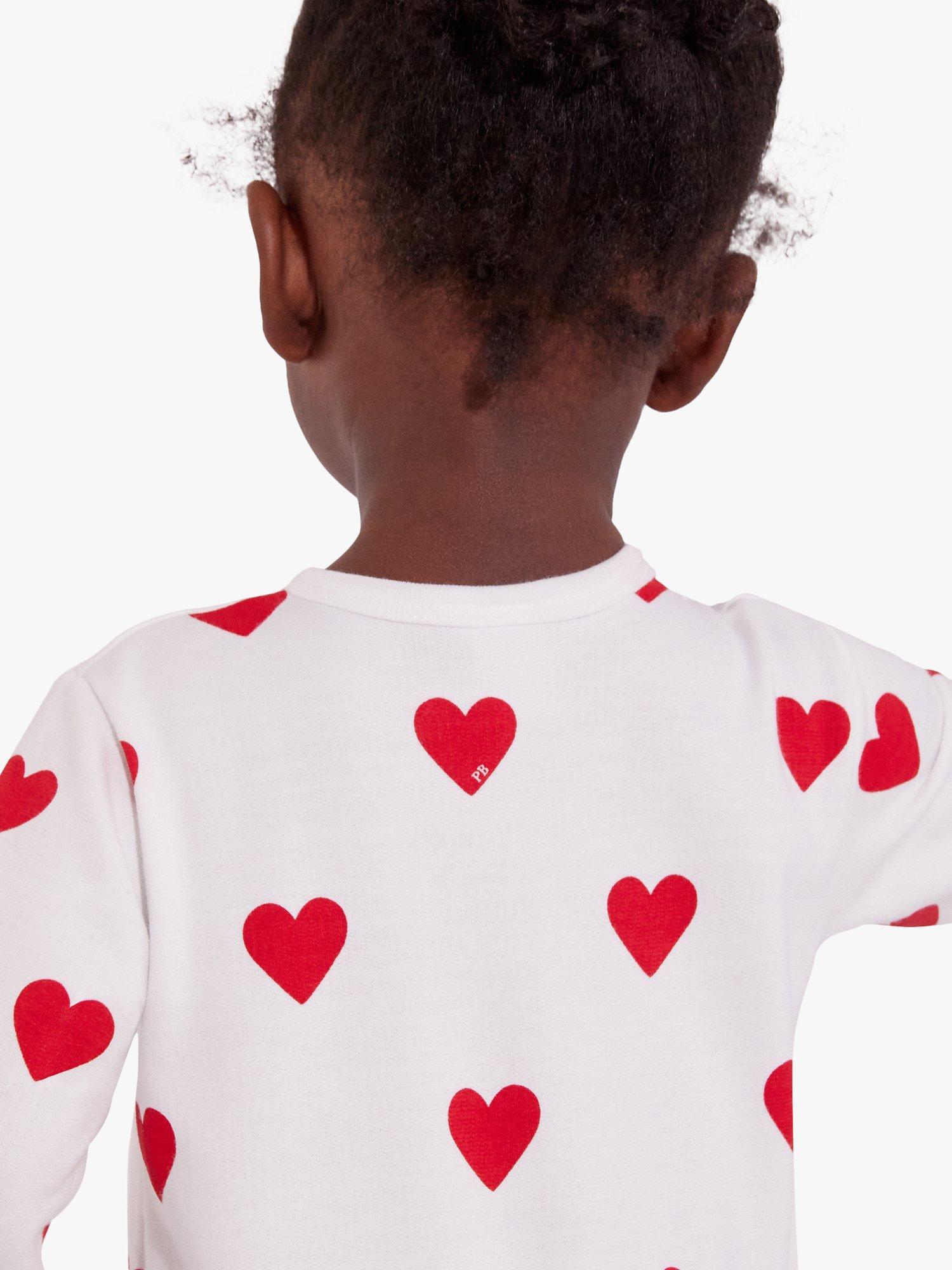Product image 2 of 4, which shows Petit Bateau Baby Heart Print Sleepsuit, Marshmallow/Terkuit, 24 months