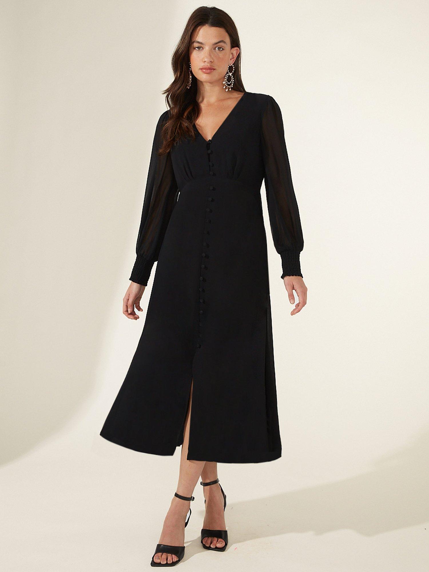 Ro Zo Grace Button Down Midi Dress Black