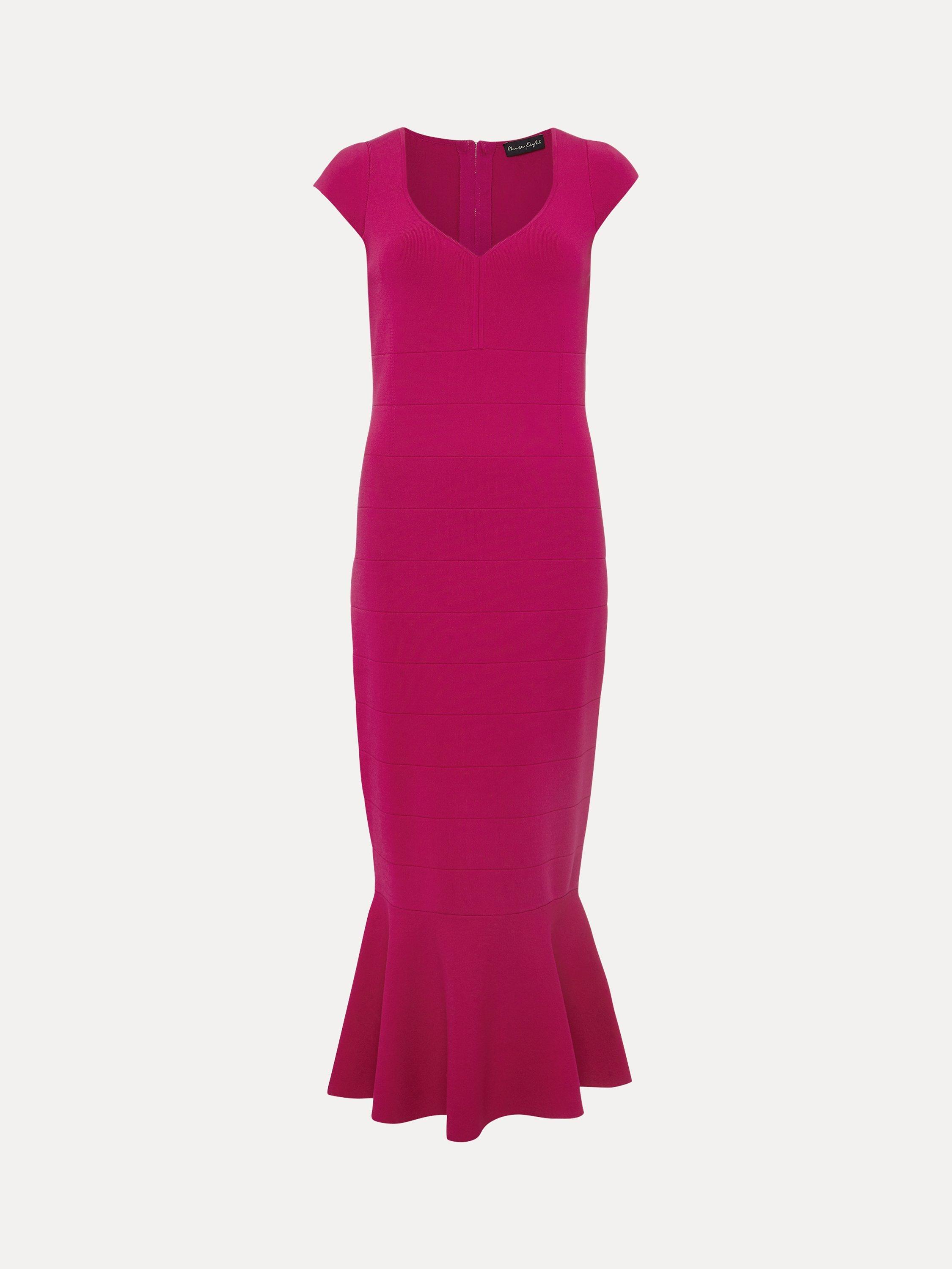 Product image 5 of 7, which shows Phase Eight Martha Bandage Midi Dress, Magenta, 14