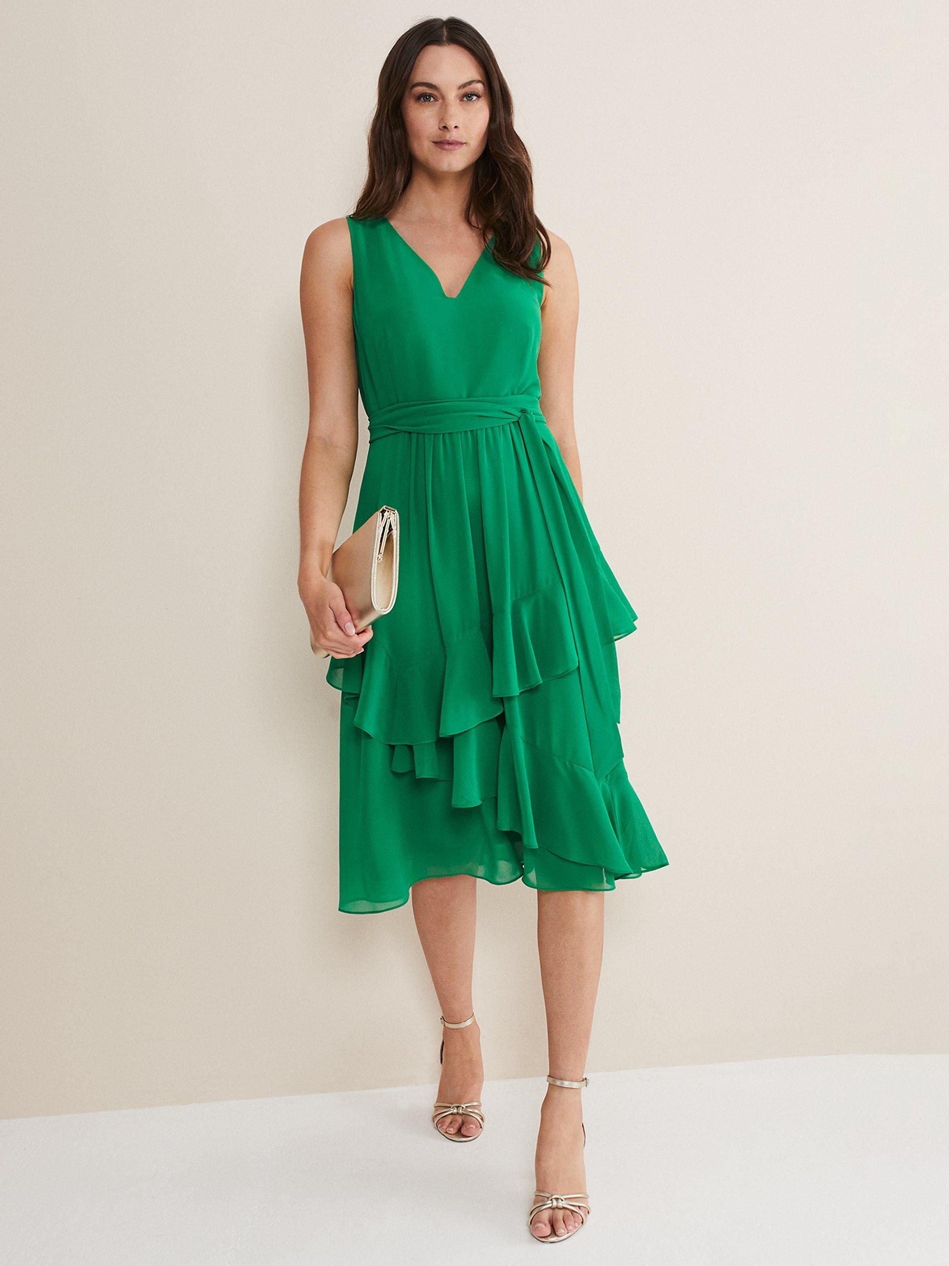 Phase Eight Breesha Ruffle Dress Grass Green 26