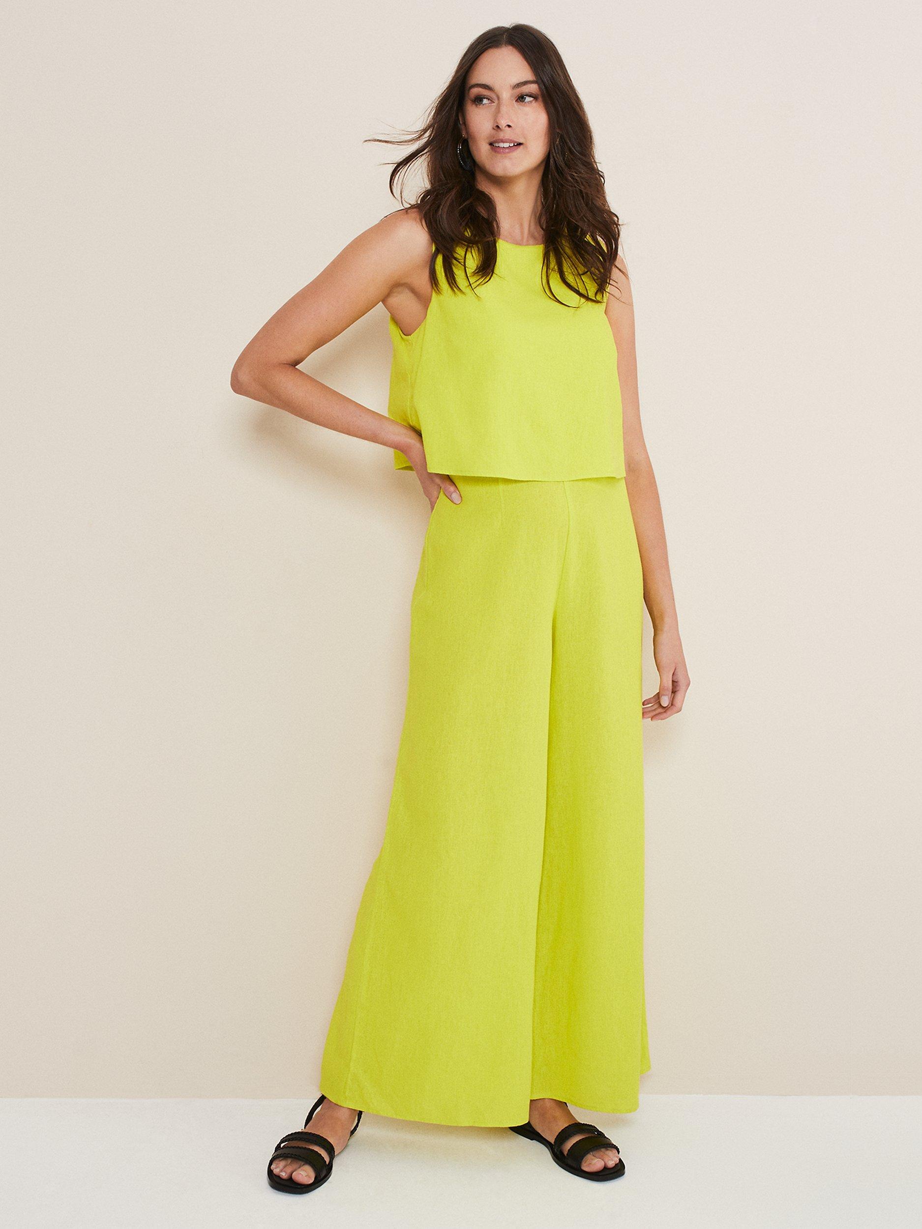 Phase Eight Aubrey Linen Blend Jumpsuit, Lime
