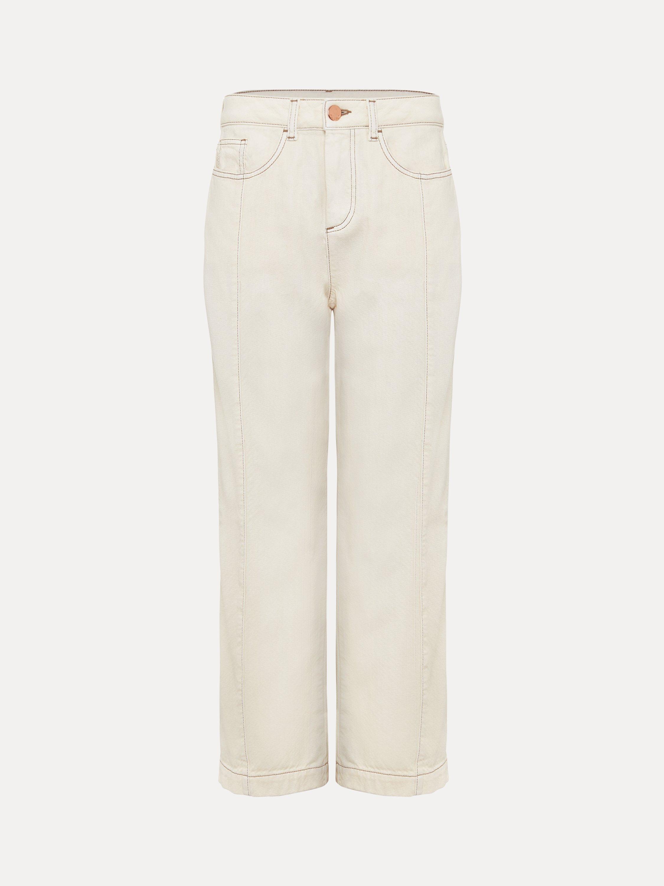 Product image 5 of 7, which shows Phase Eight Fraya Wide Leg Jeans, Ecru, 16