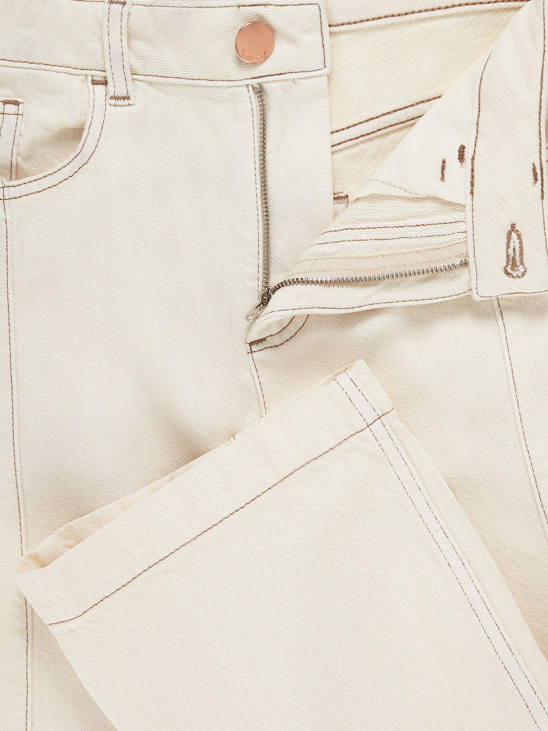 Product image 6 of 7, which shows Phase Eight Fraya Wide Leg Jeans, Ecru, 16